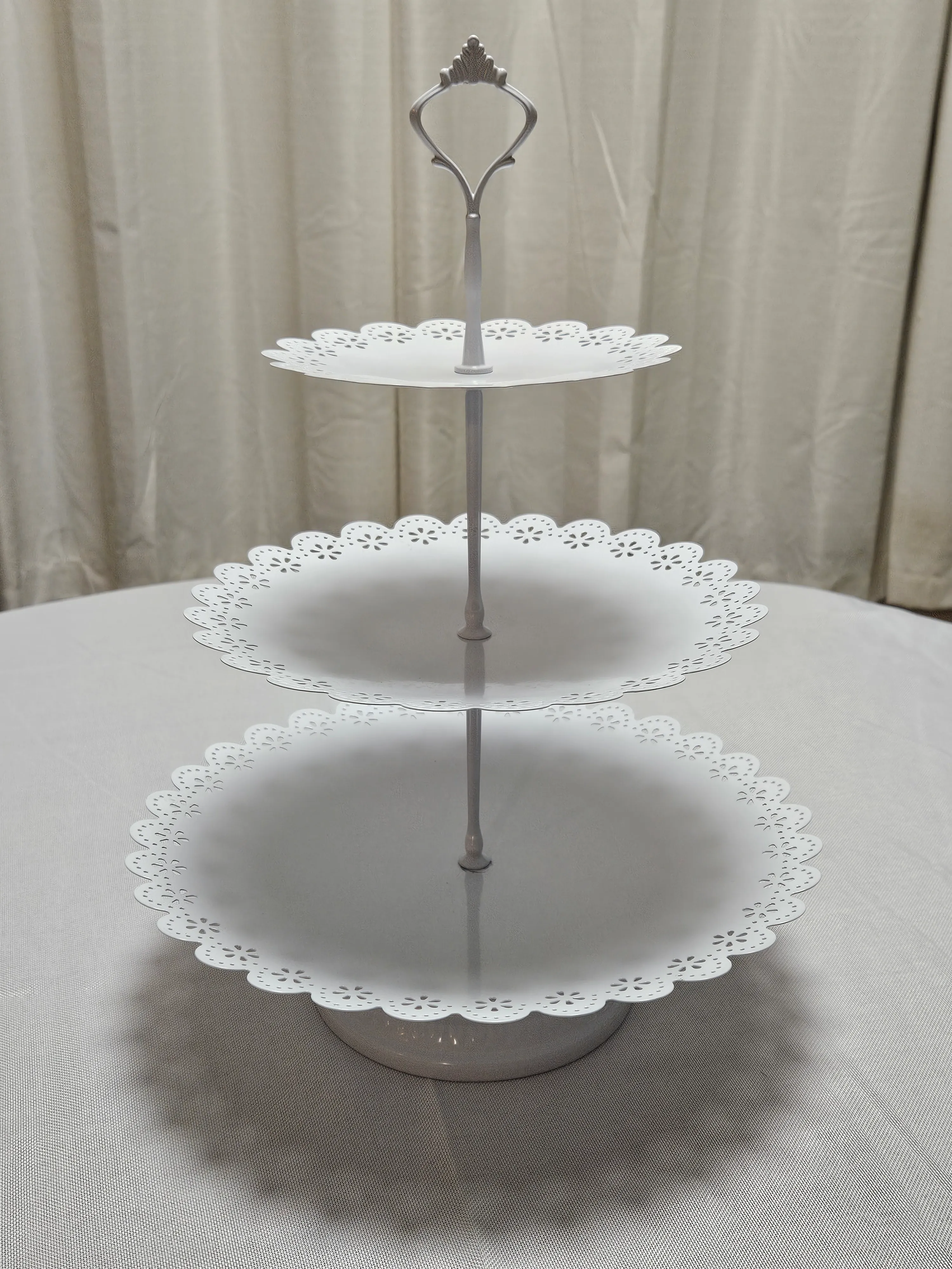 3 Tier Dessert Stand - Scalloped Edge - White