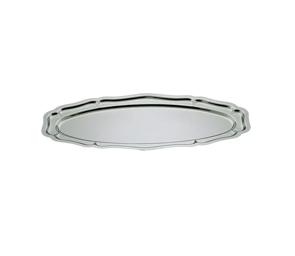 Plat inox ovale Louis XV 60x29cm