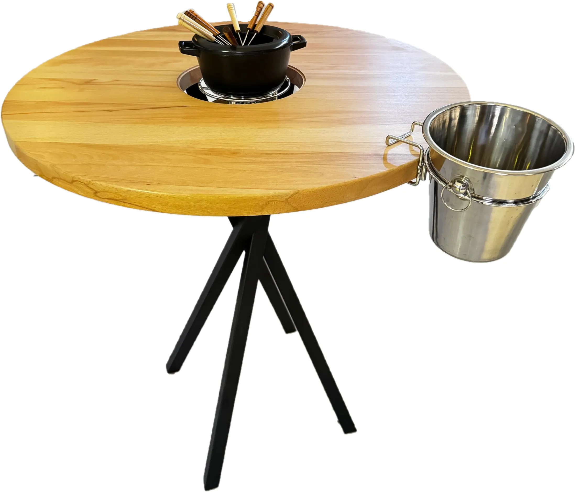 Mange debout fondue avec réchaud à gaz