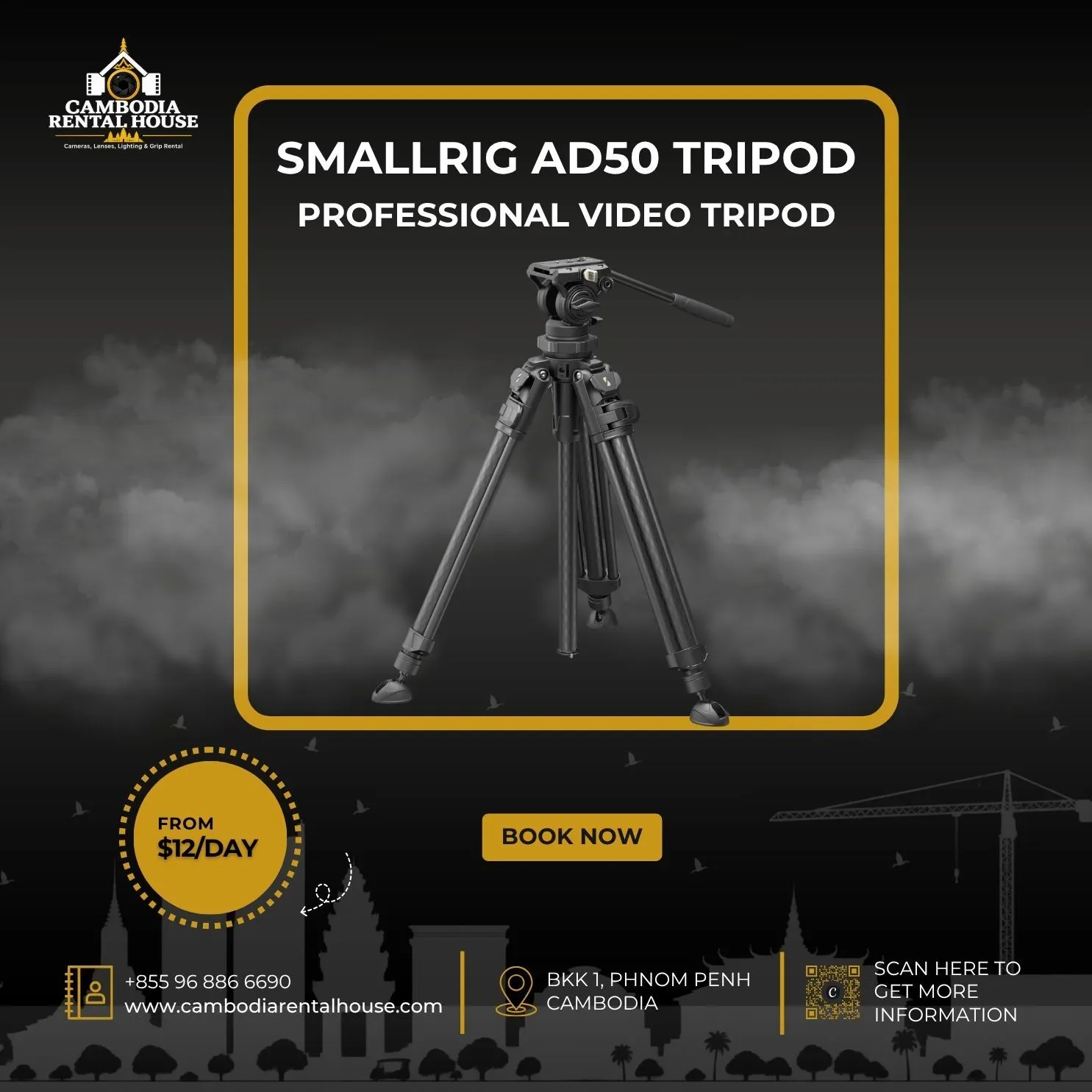 SmallRig AD-50 Lightweight Carbon Fiber Video Tripod System