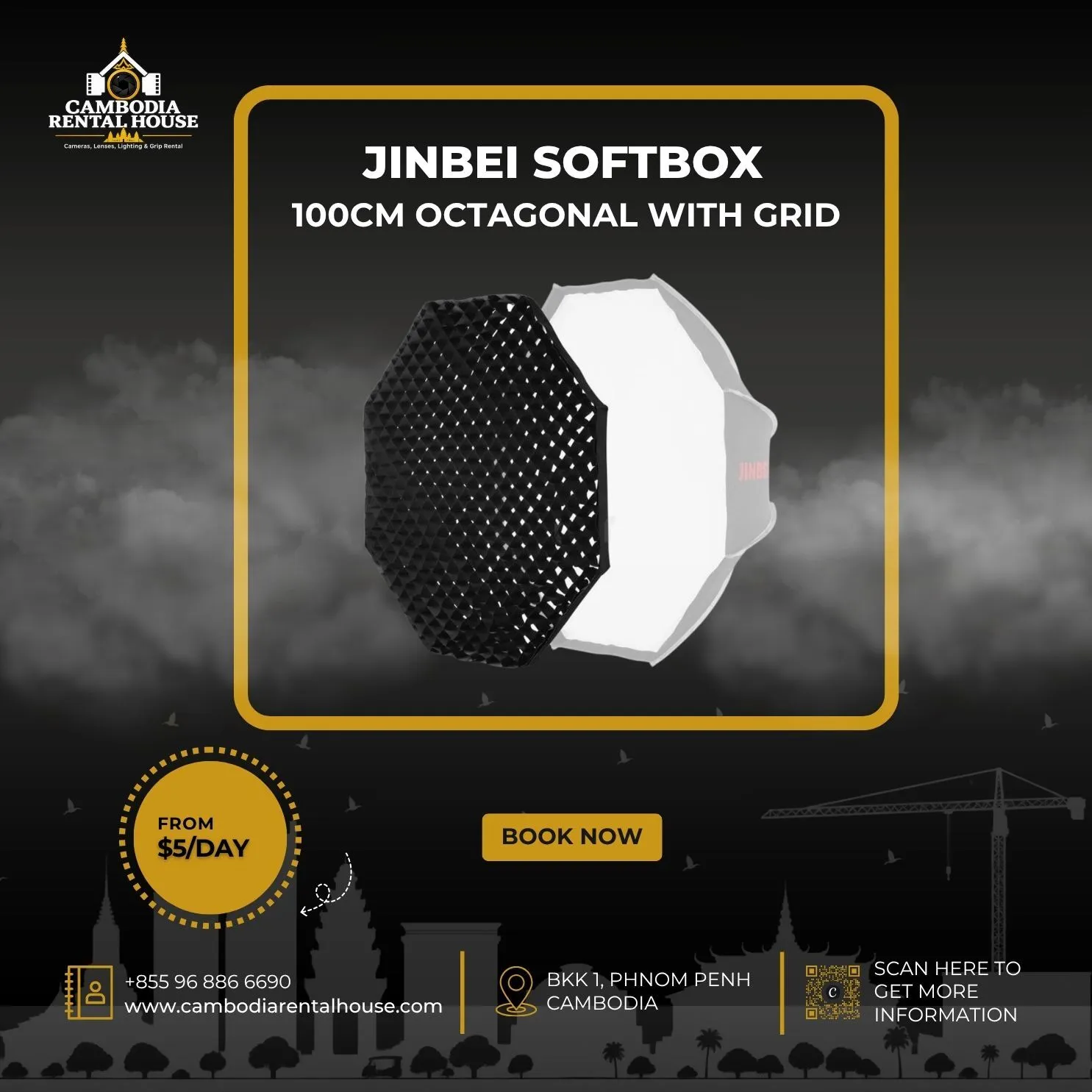 Jinbei KE-100 100cm Octagonal Softbox with Grid