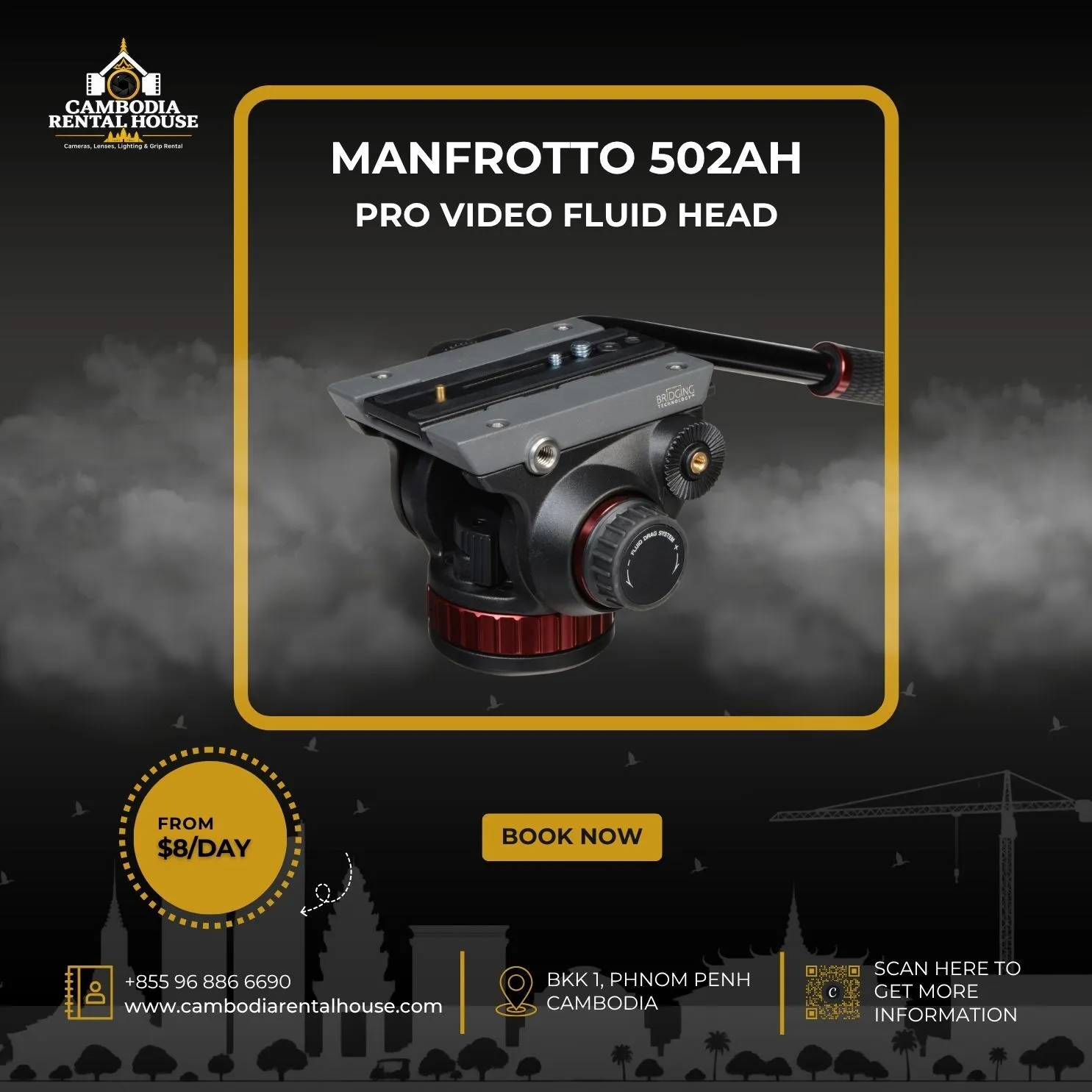 Manfrotto 502AH Pro Video Fluid Head – Flat Base