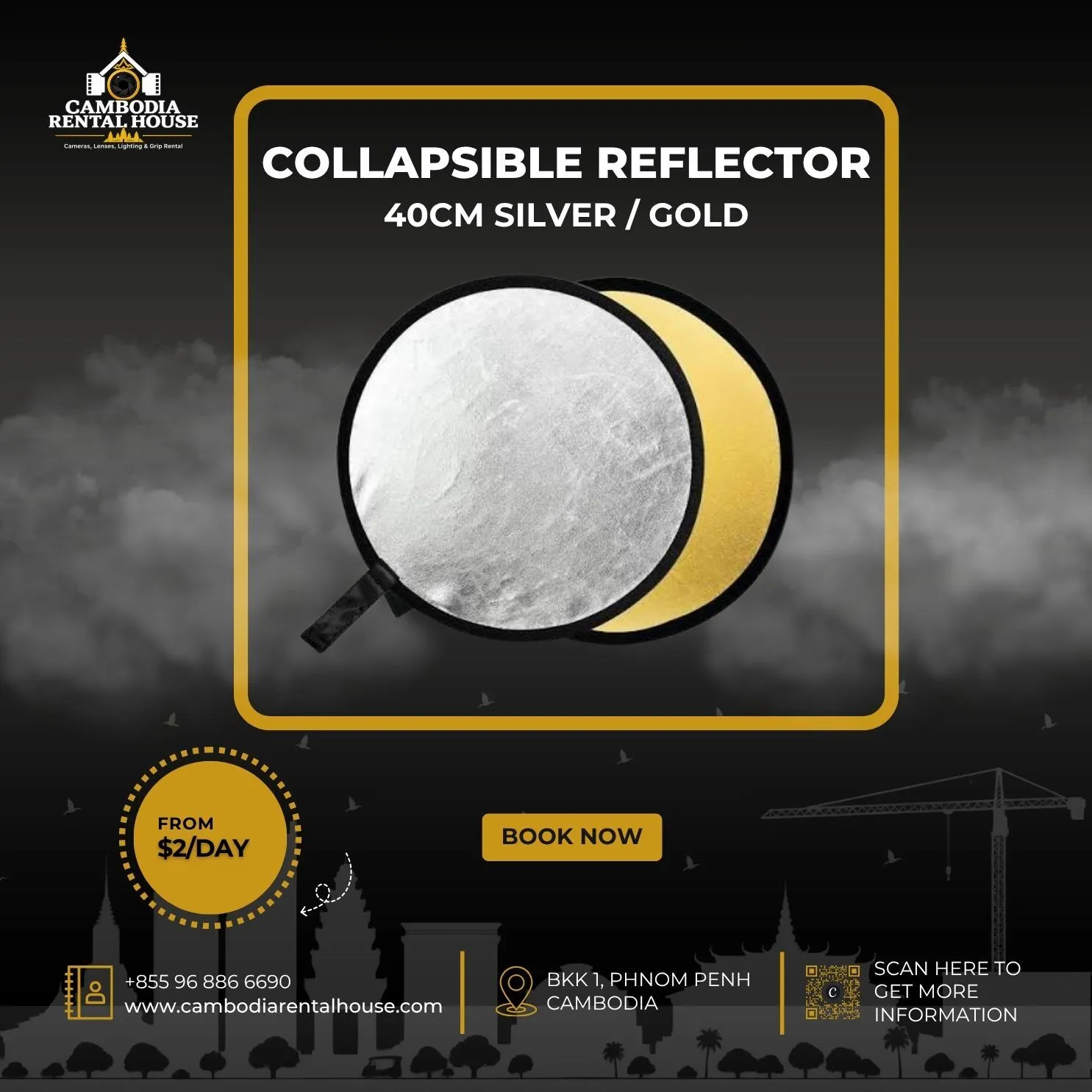 40cm Silver / Gold Collapsible Reflector