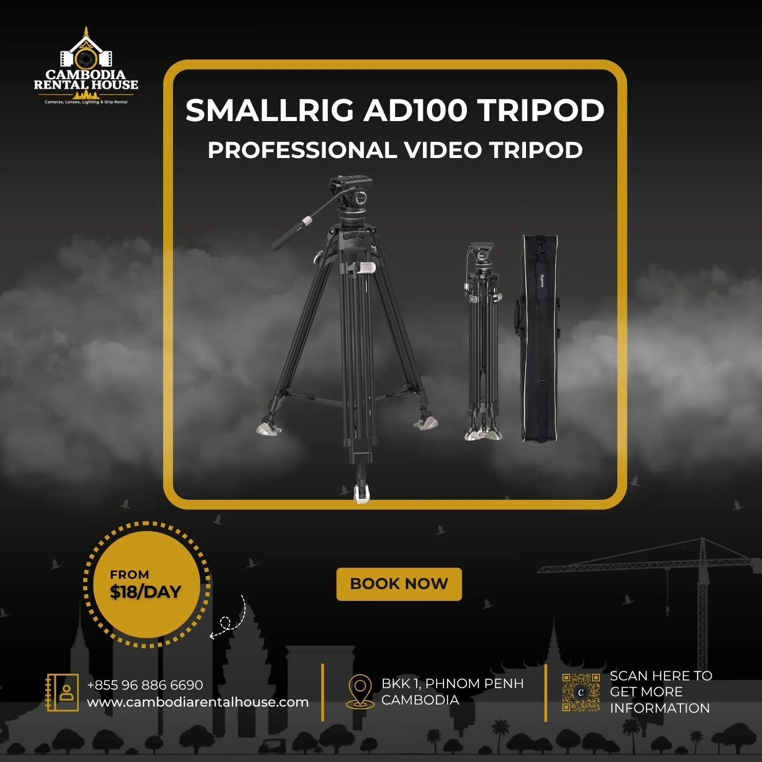 SmallRig FreeBlazer AD100 Heavy-Duty Carbon Fiber Video Tripod System