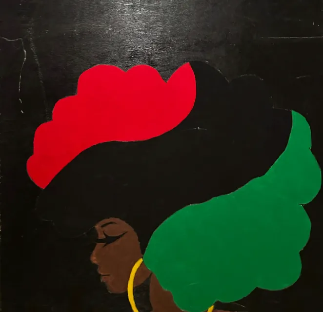 Red, Black & Green Afro Woman