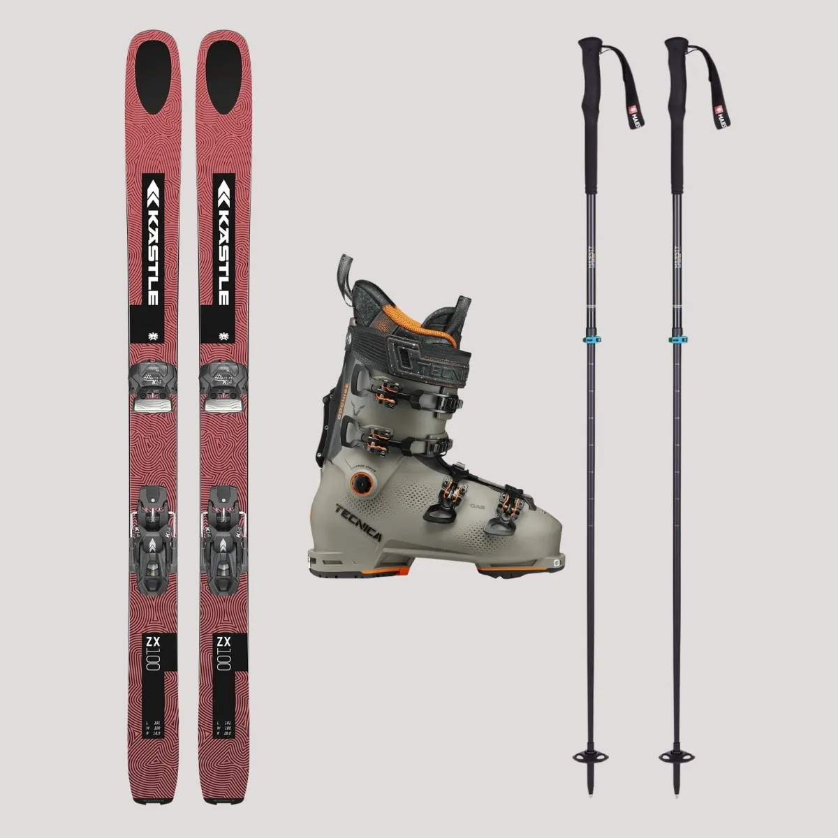 Skis Freeride + Bastones +  Botas (24.5 - 26.5) 