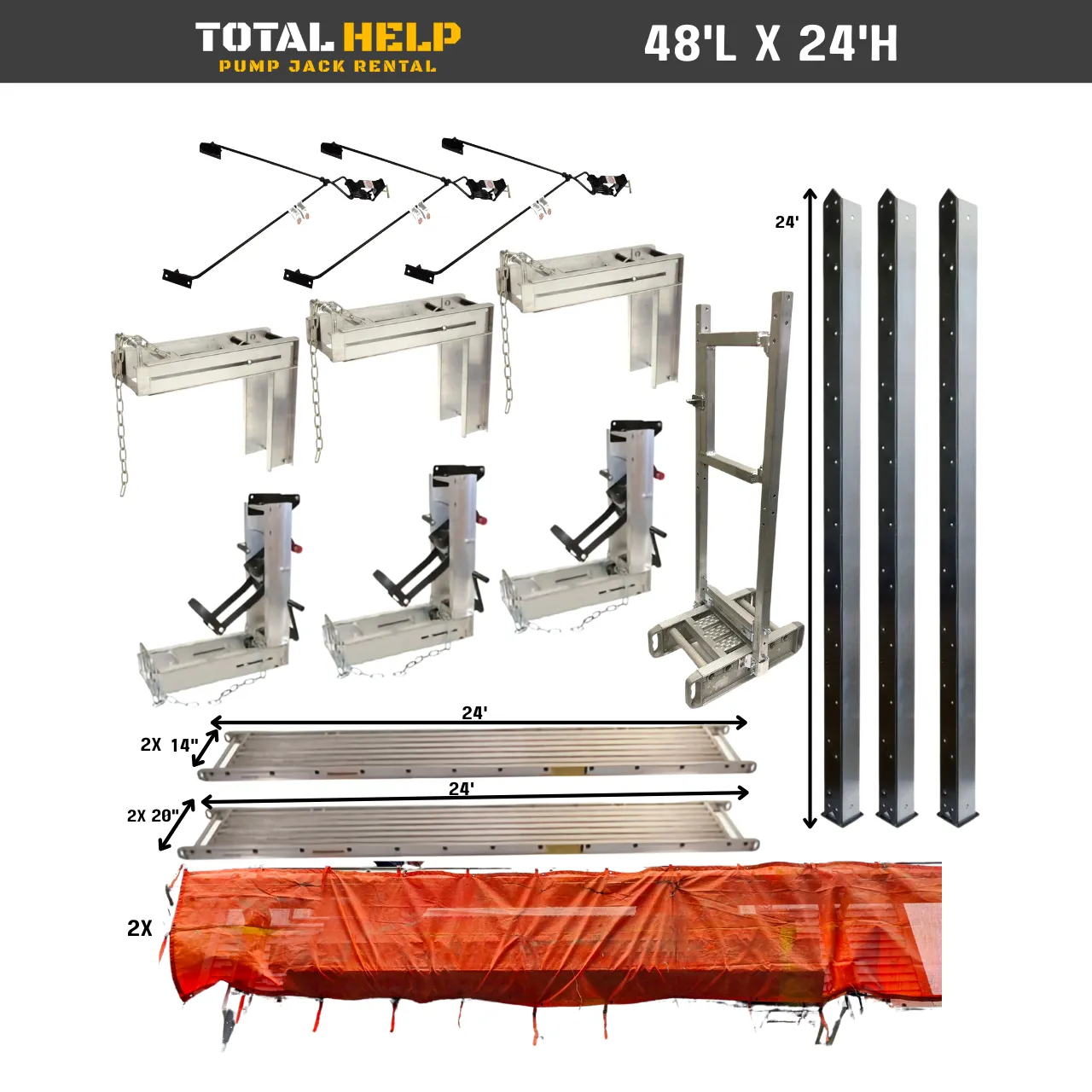Pump Jack Scaffold System 48'L x 24'H