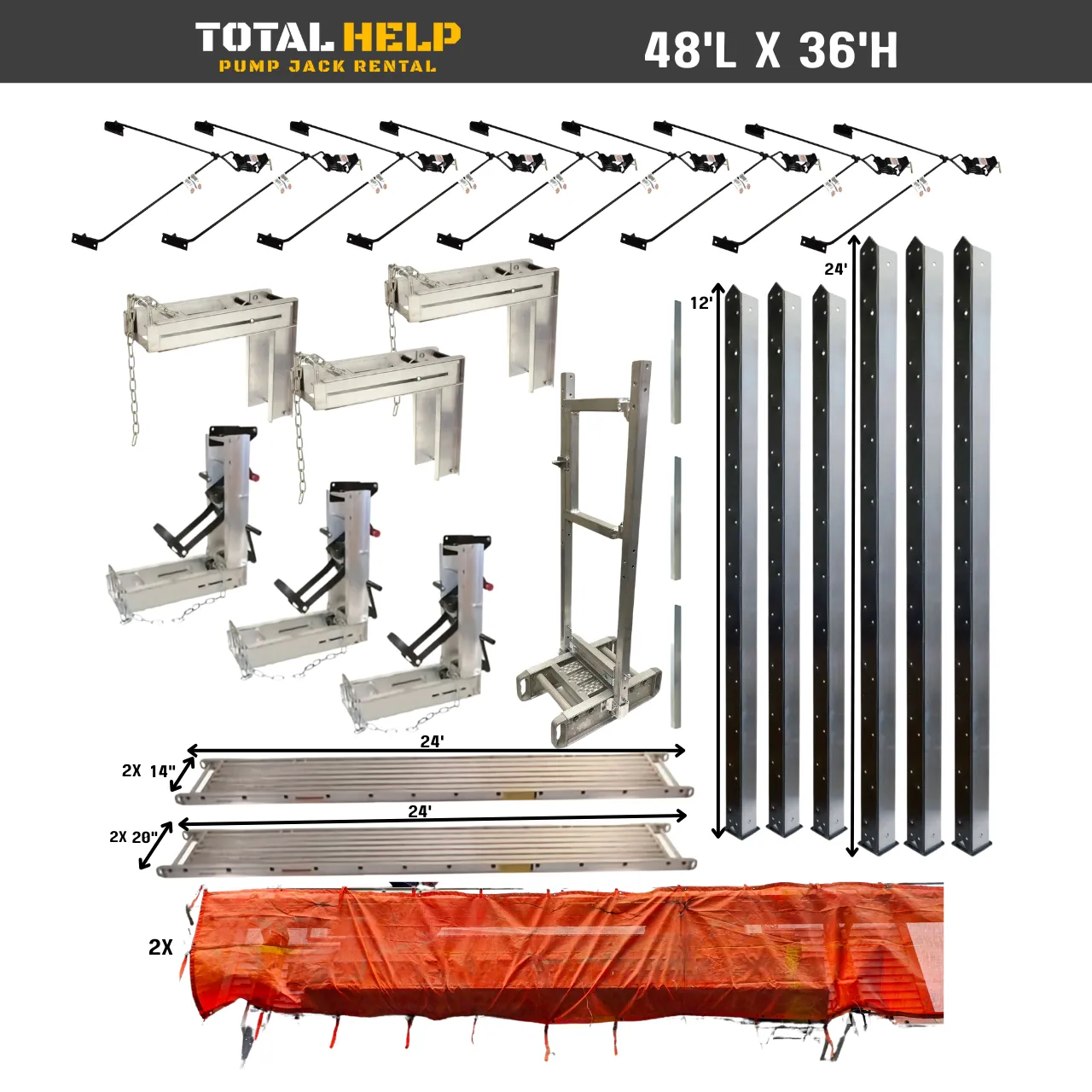 Pump Jack Scaffold System 48'L x 36'H