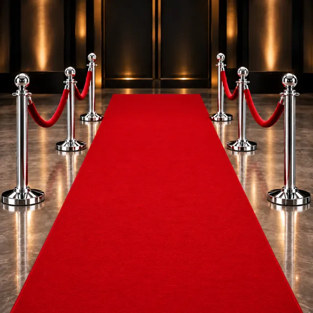 Red Carpet & Silver Stanchions Package