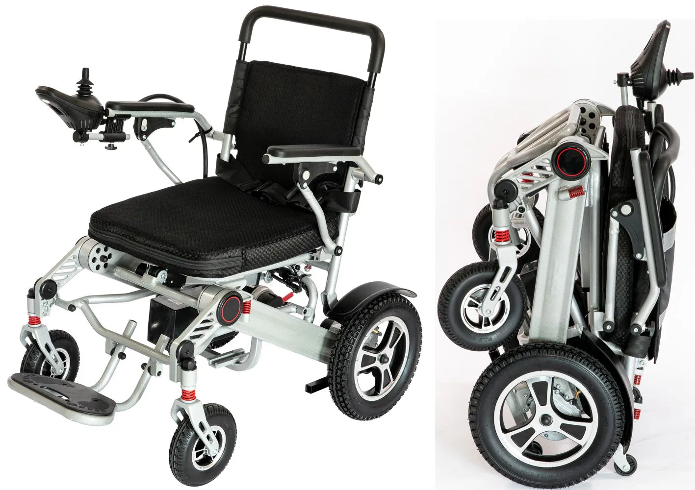 Faltbarer Elektrorollstuhl, optional mit Fernbedienung für Begleitperson (6 km/h)