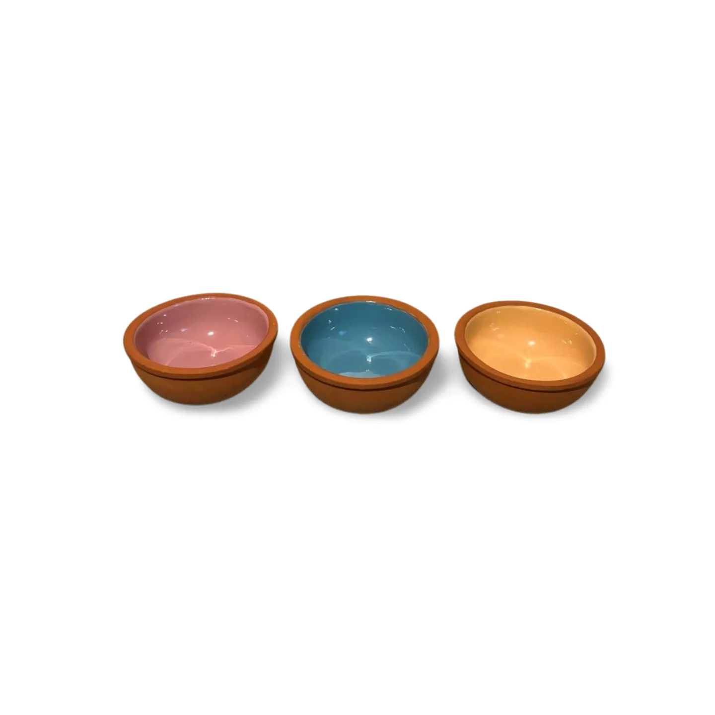 Bowls x3 - Tapas Style, Terracotta Glazed Inside