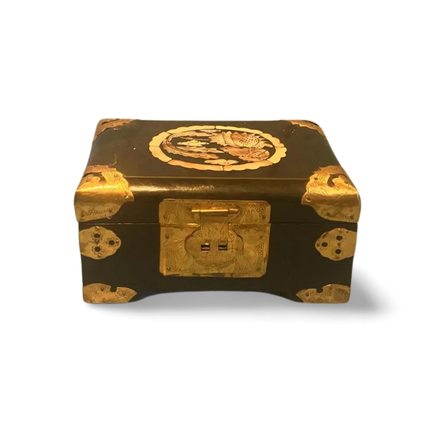 Trinket Box - Black Lacquer With Inlay