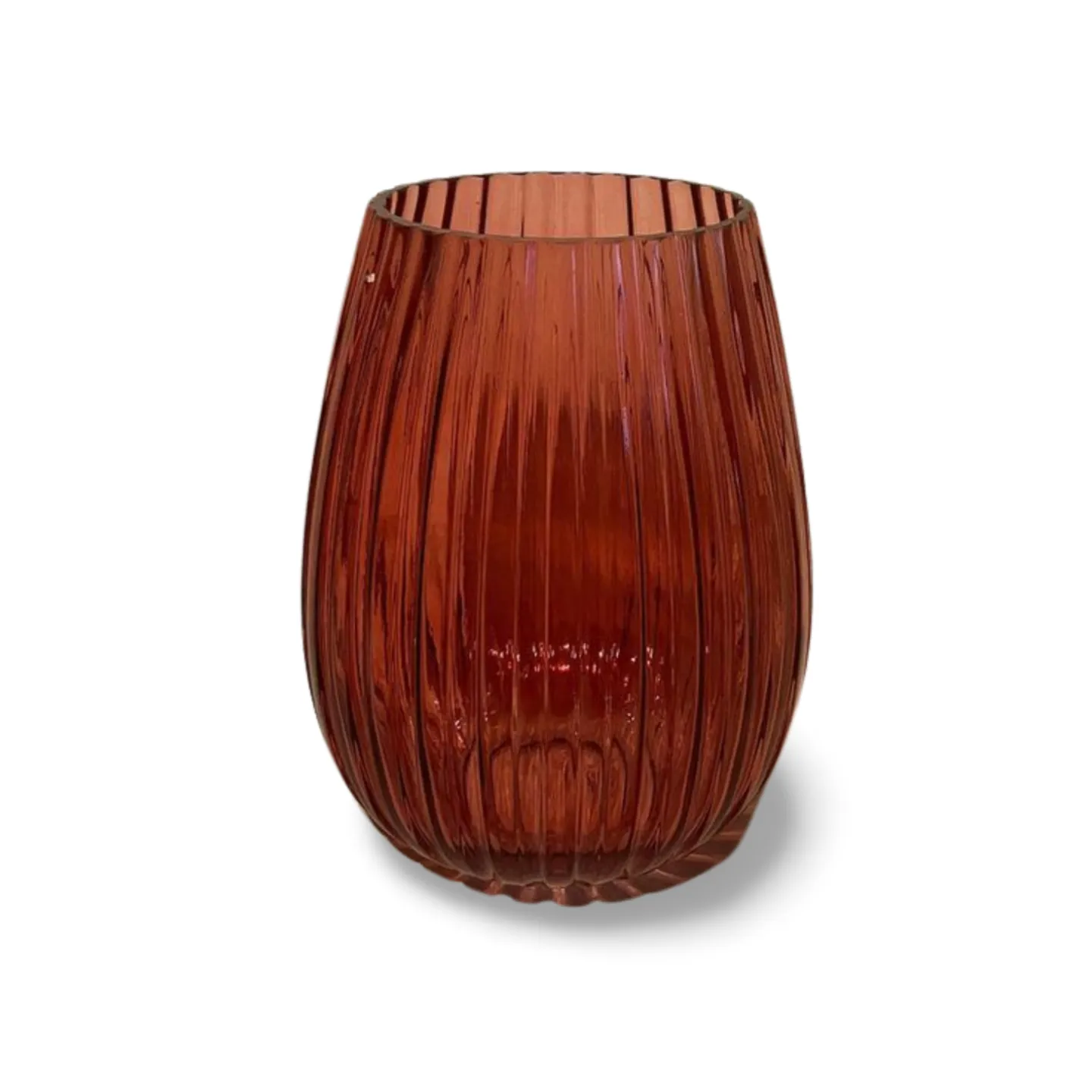 Vase - Fluted Bowl, Amber Orange 