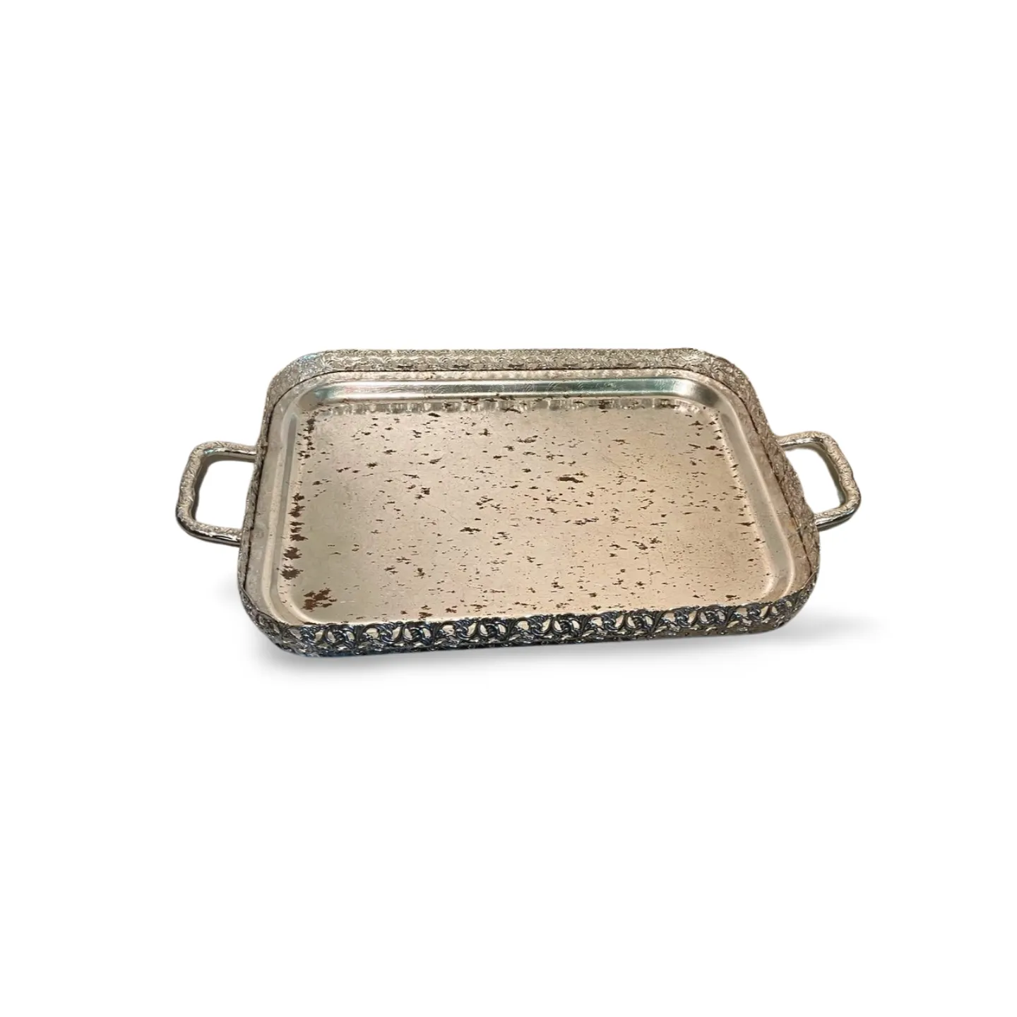 Tray - Silver, Oblong, Ornate Rim