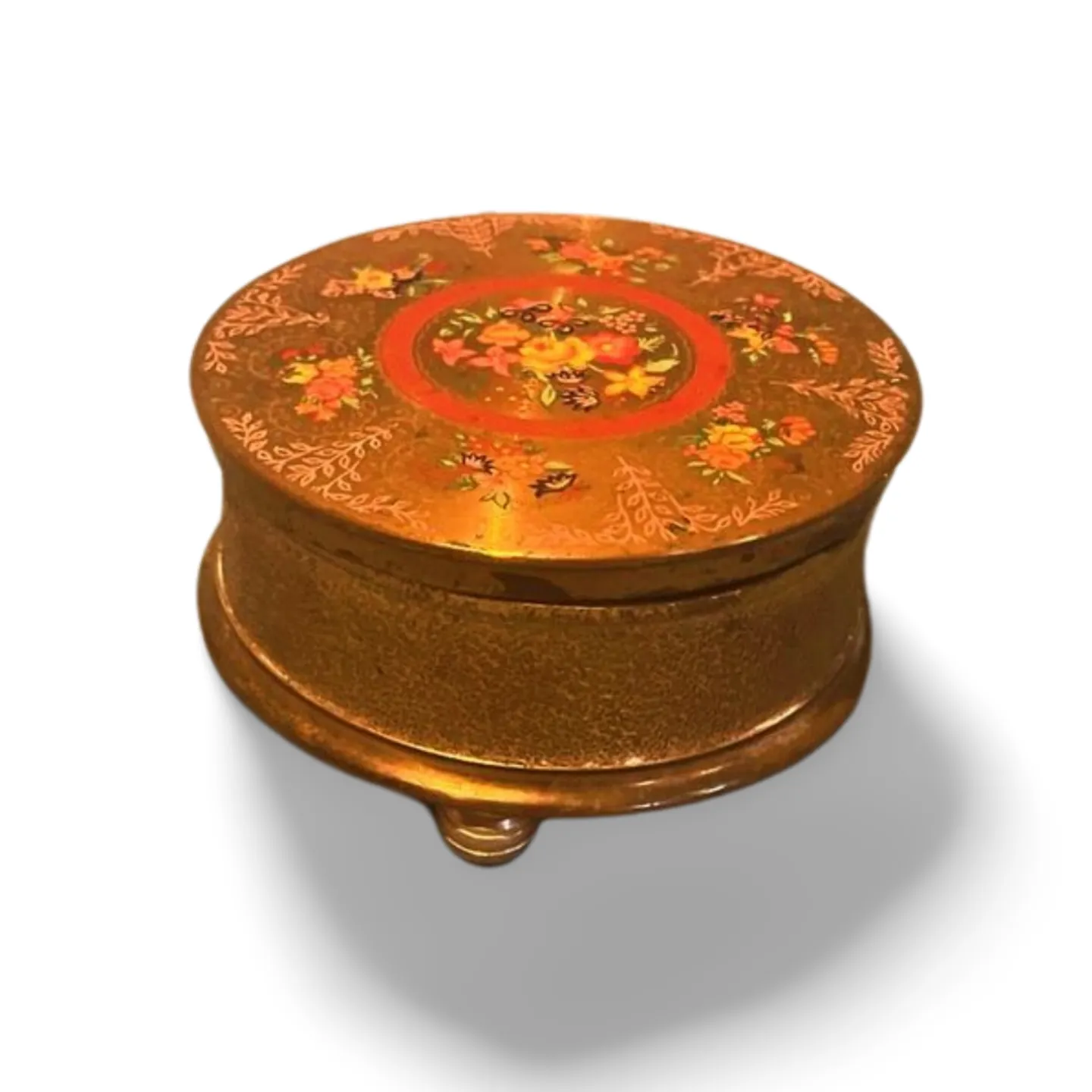 Powder Dish - Gold Brass With Inlay