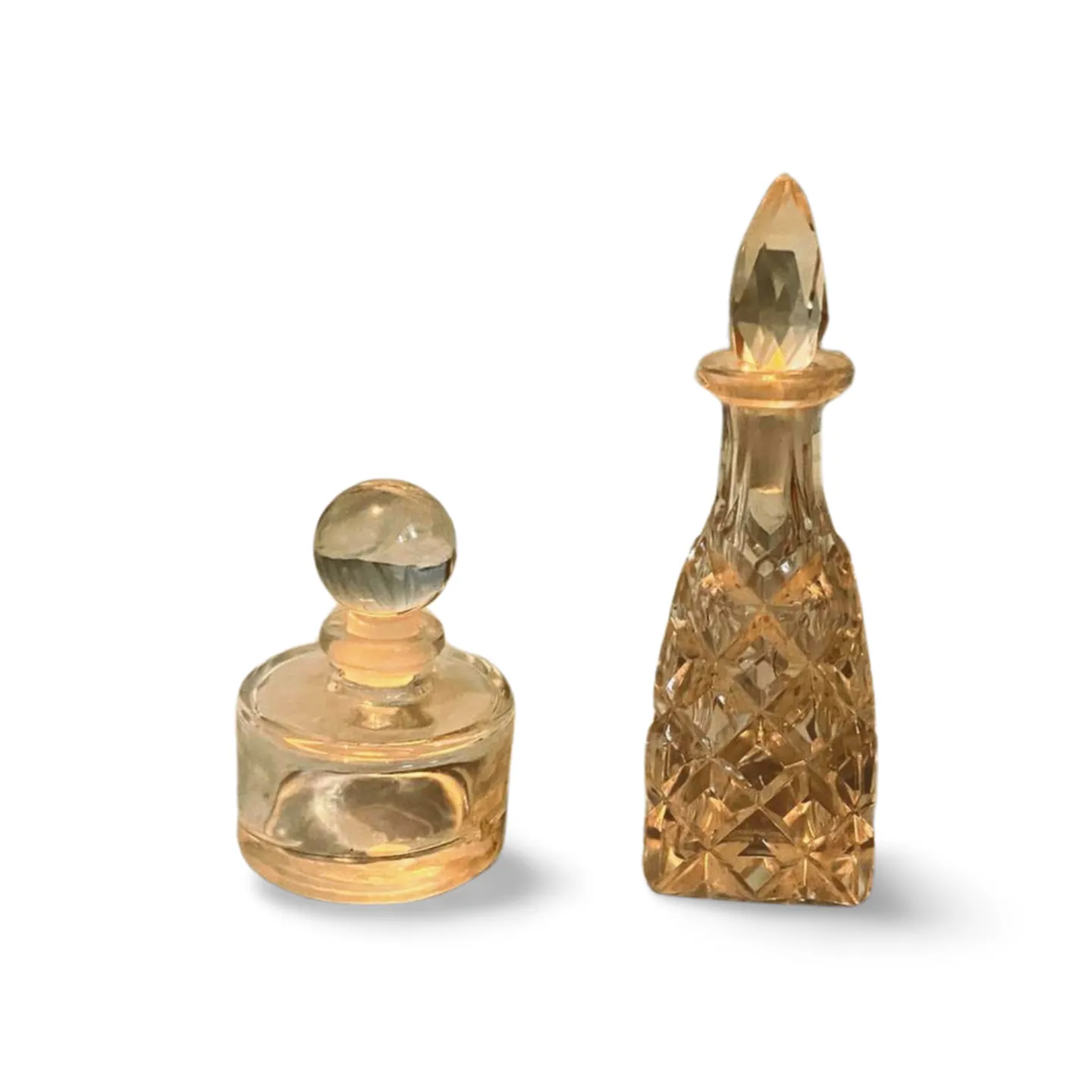 Perfume Bottles - Cut Glass With Stopper x2