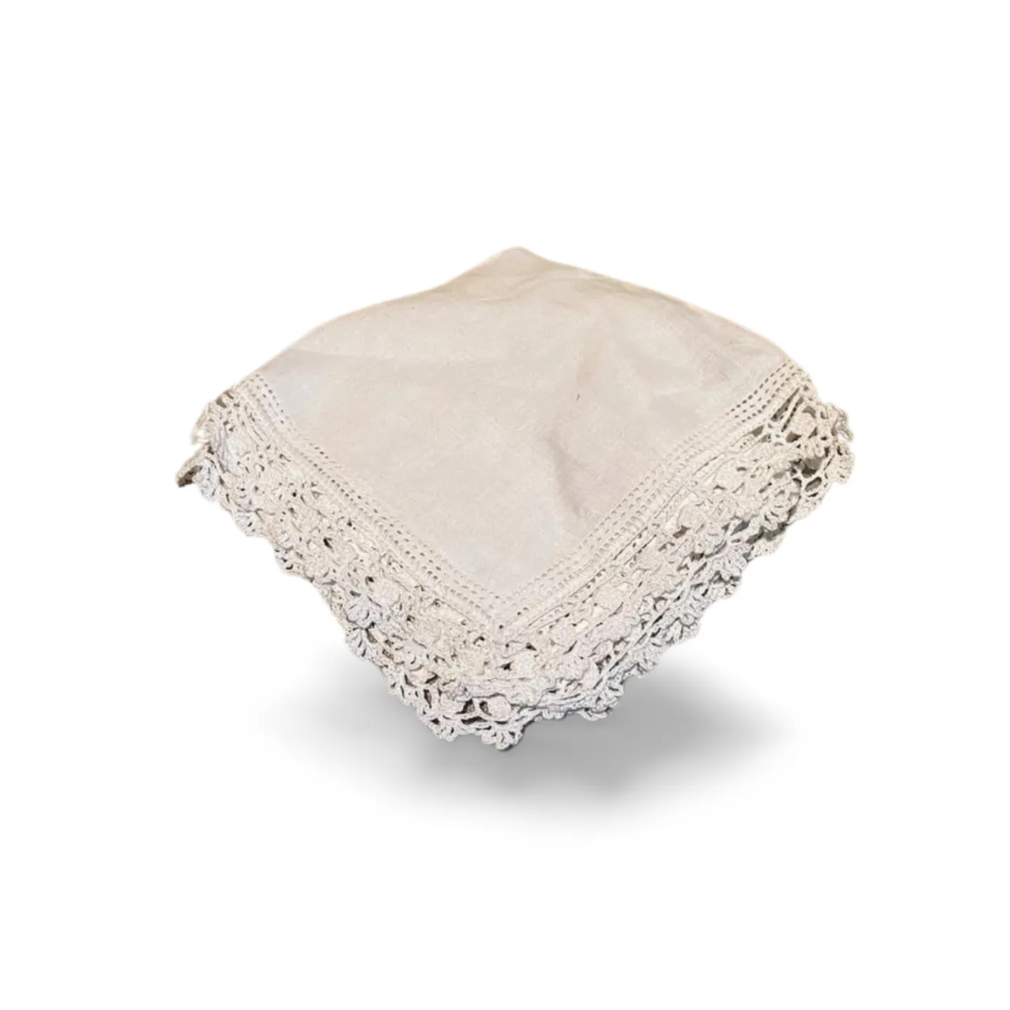 Handkerchief - Ladies White Lace Edged