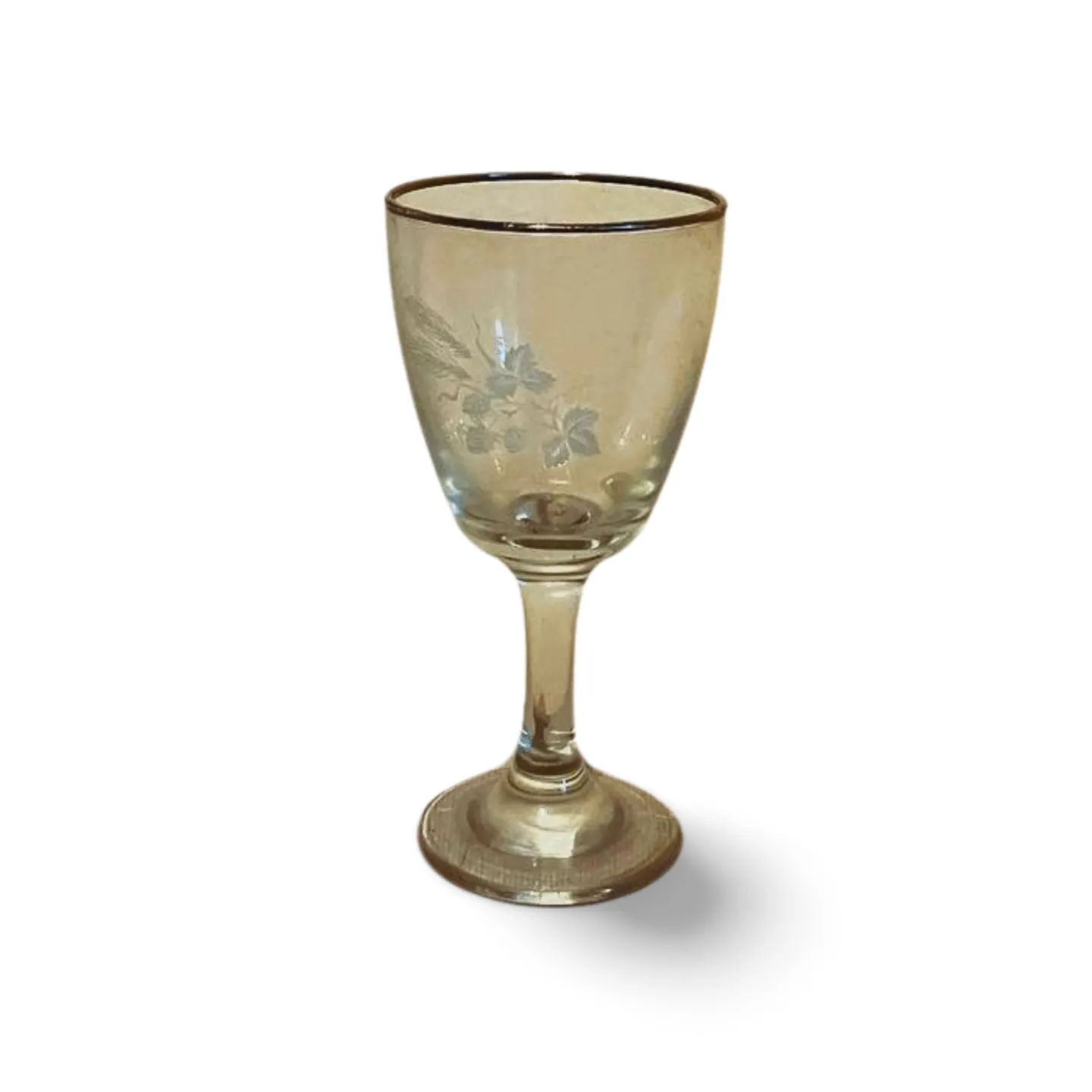 Sherry Glass - Etched Design, Metal Rimmed