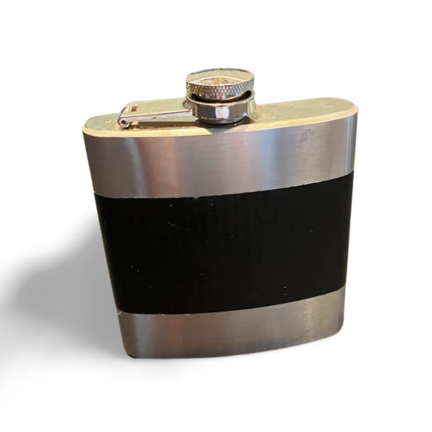 Hip Flask - Silver with Black Stripe