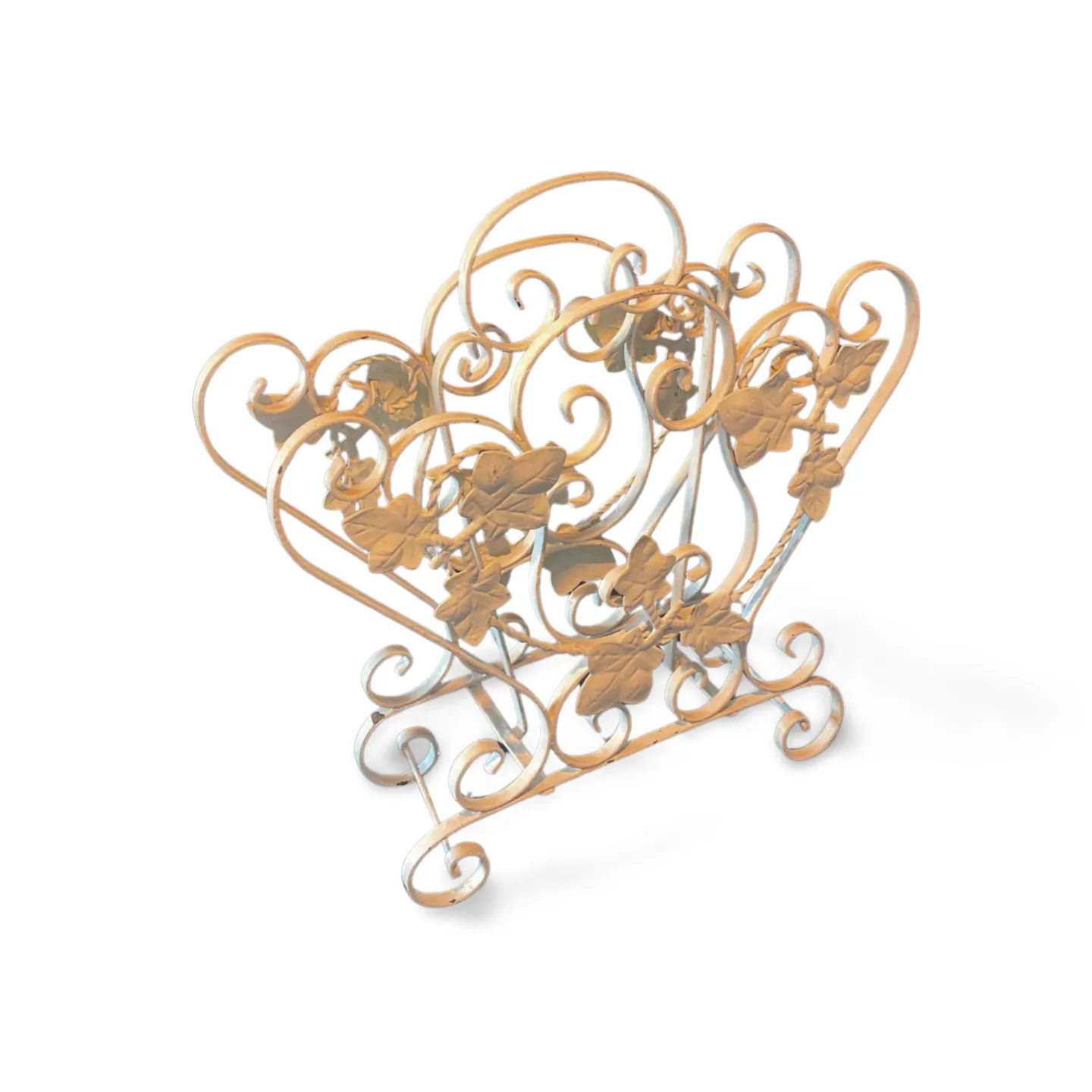 Magazine/Newspaper Holder - Cream Metal