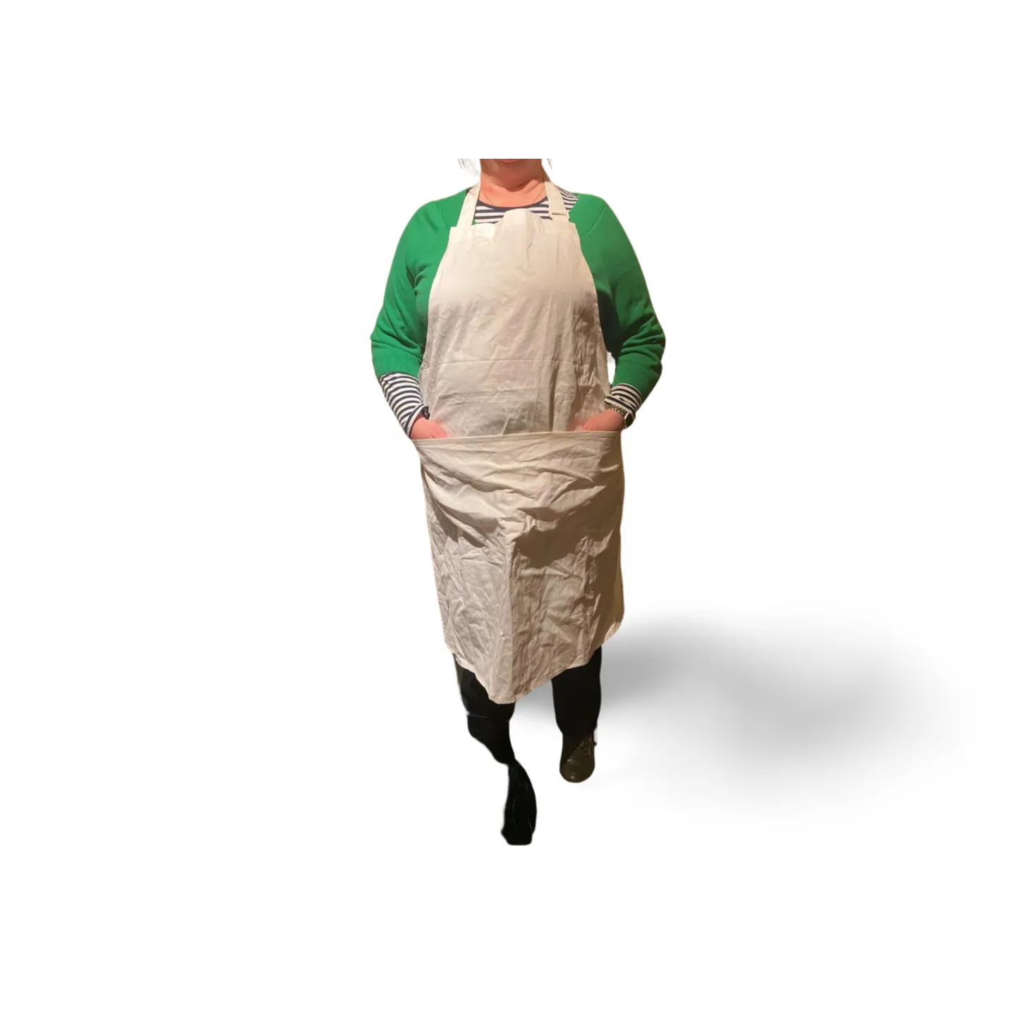 Chefs Bib Apron With Pocket - White Cotton 