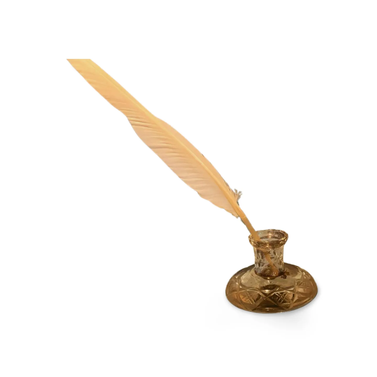 Inkwell - Cut Glass With Quill