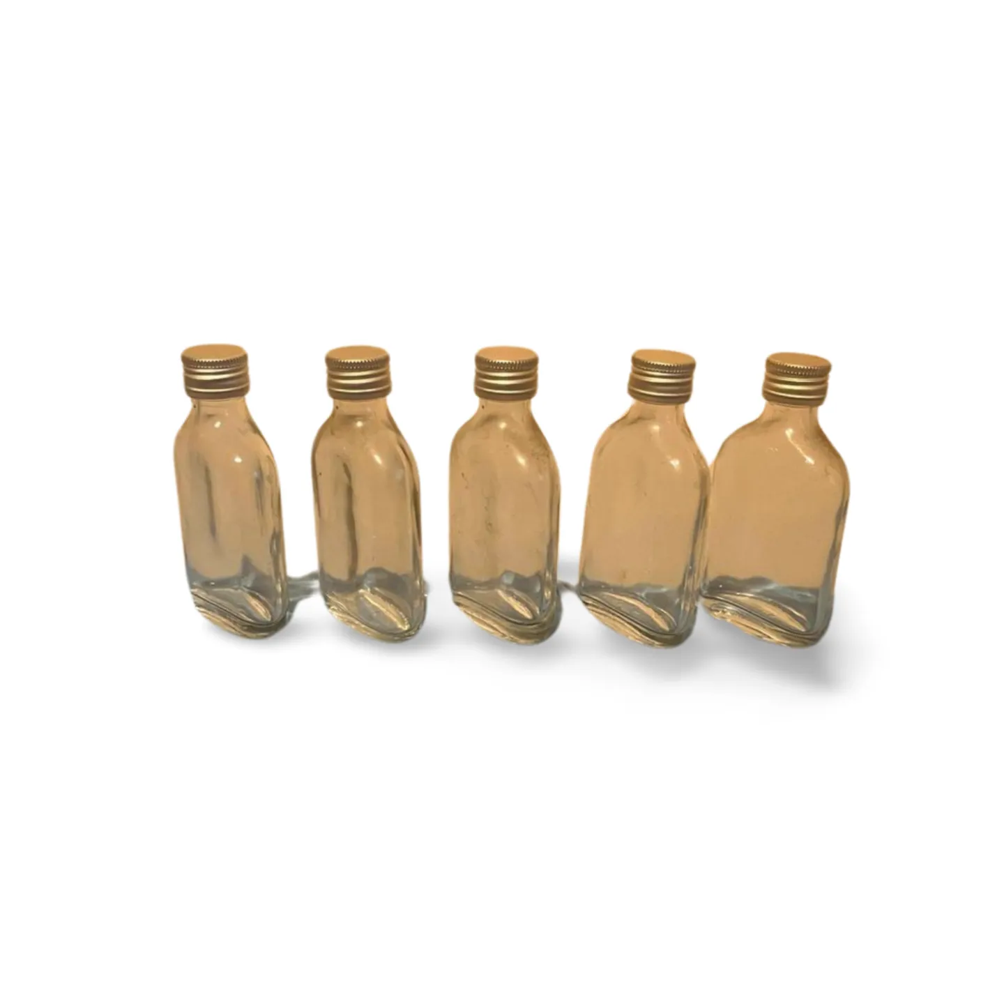 Glass Bottles Small x5 - Metal Caps, Clear 