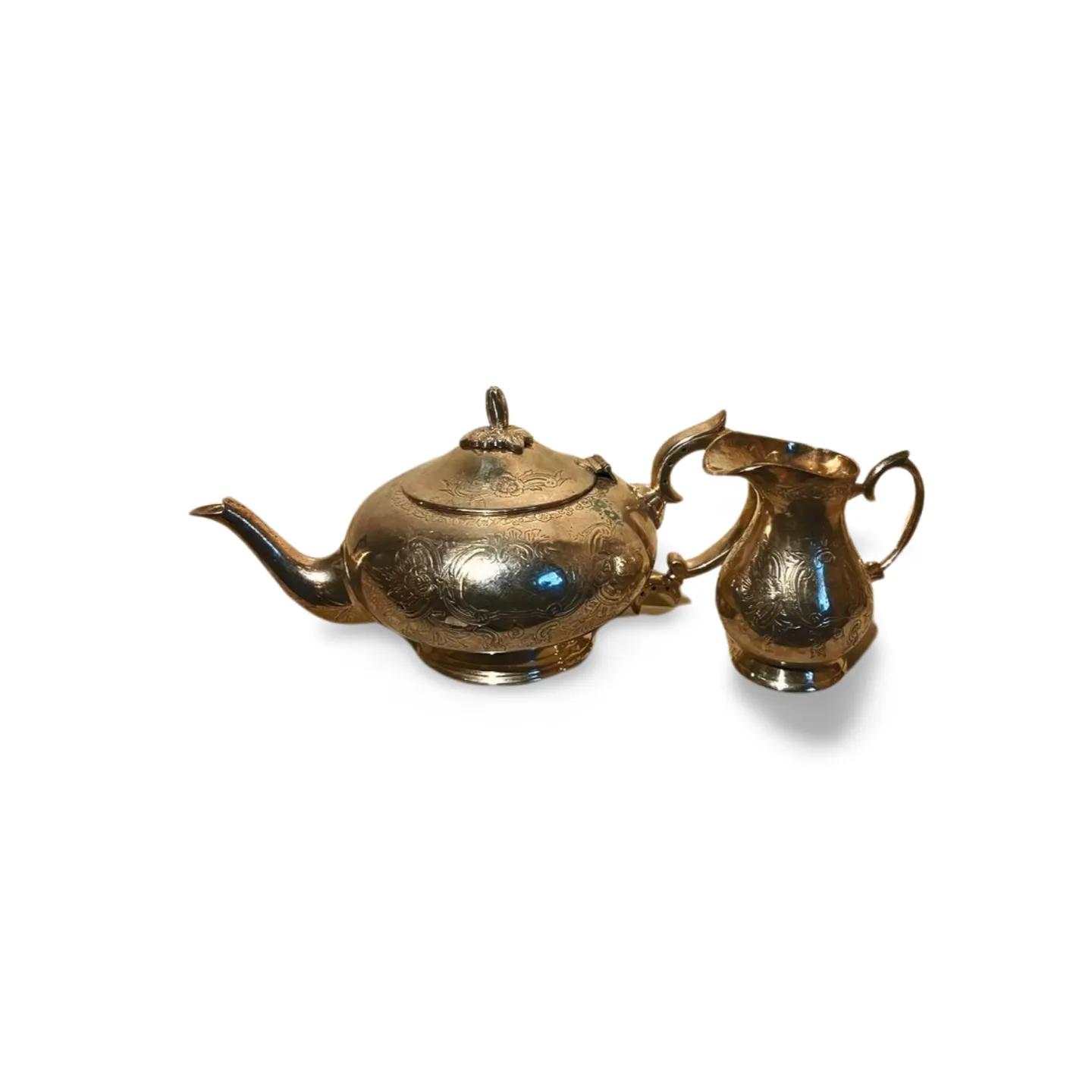 Teapot & Jug - Silver, Engraved, Type 1