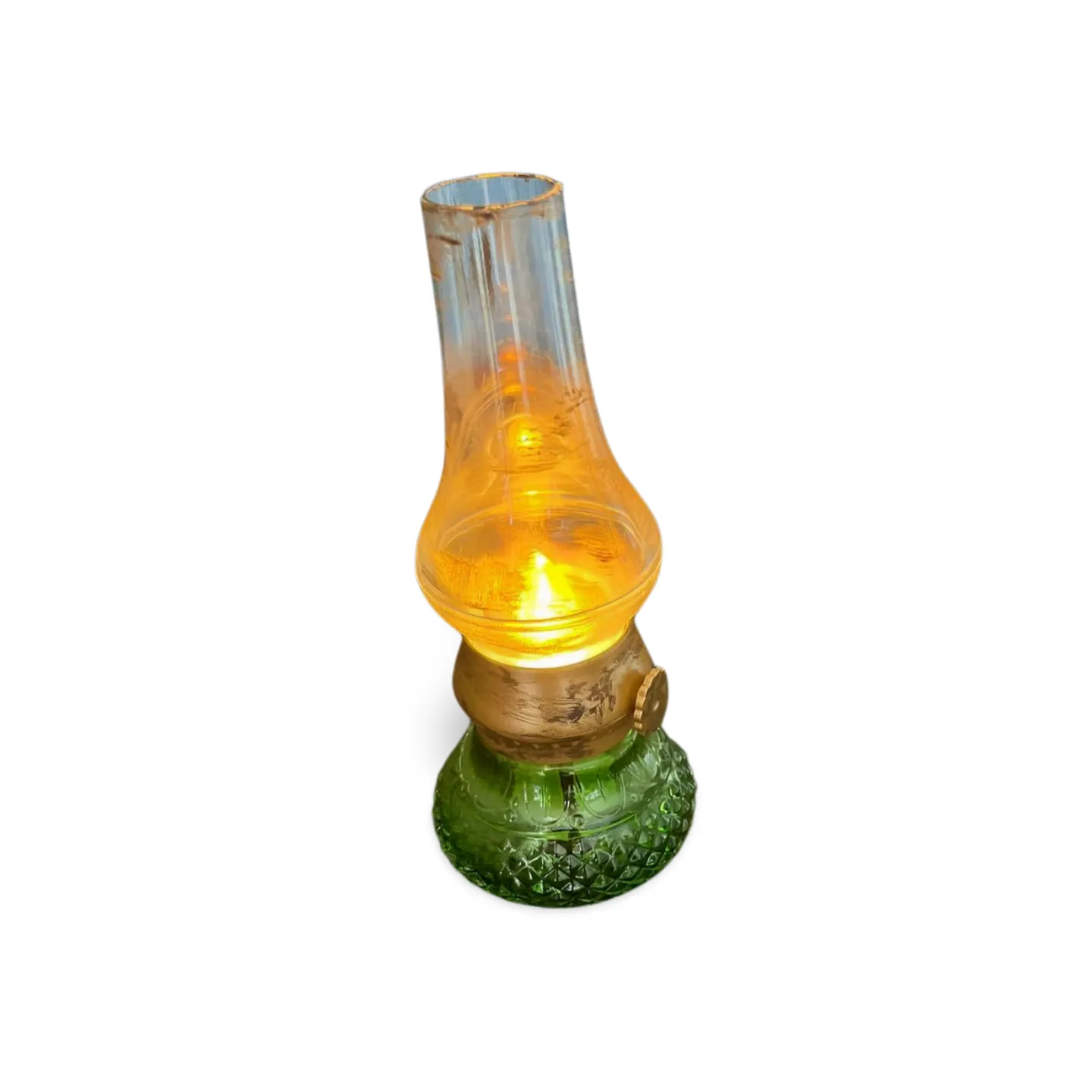 Blow operated LED 'gas' lamp