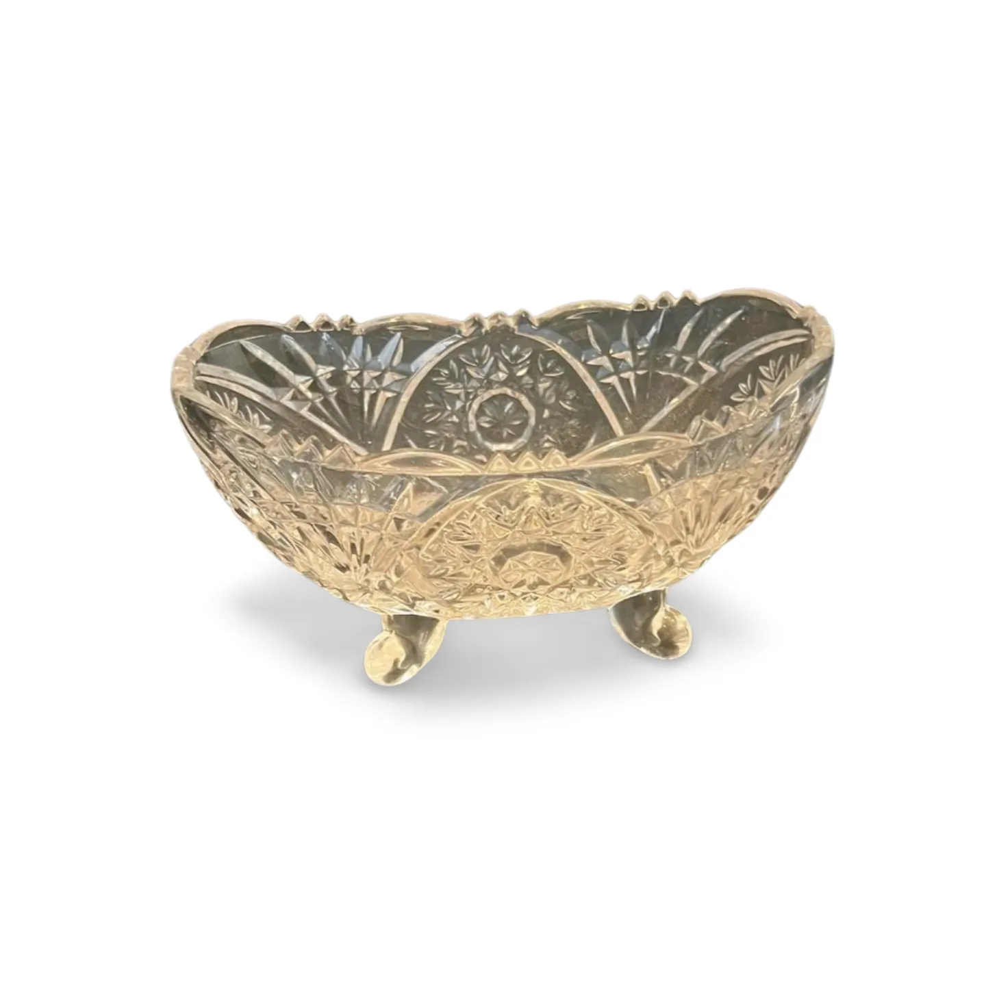 Boat Dish with Legs - Cut Glass 
