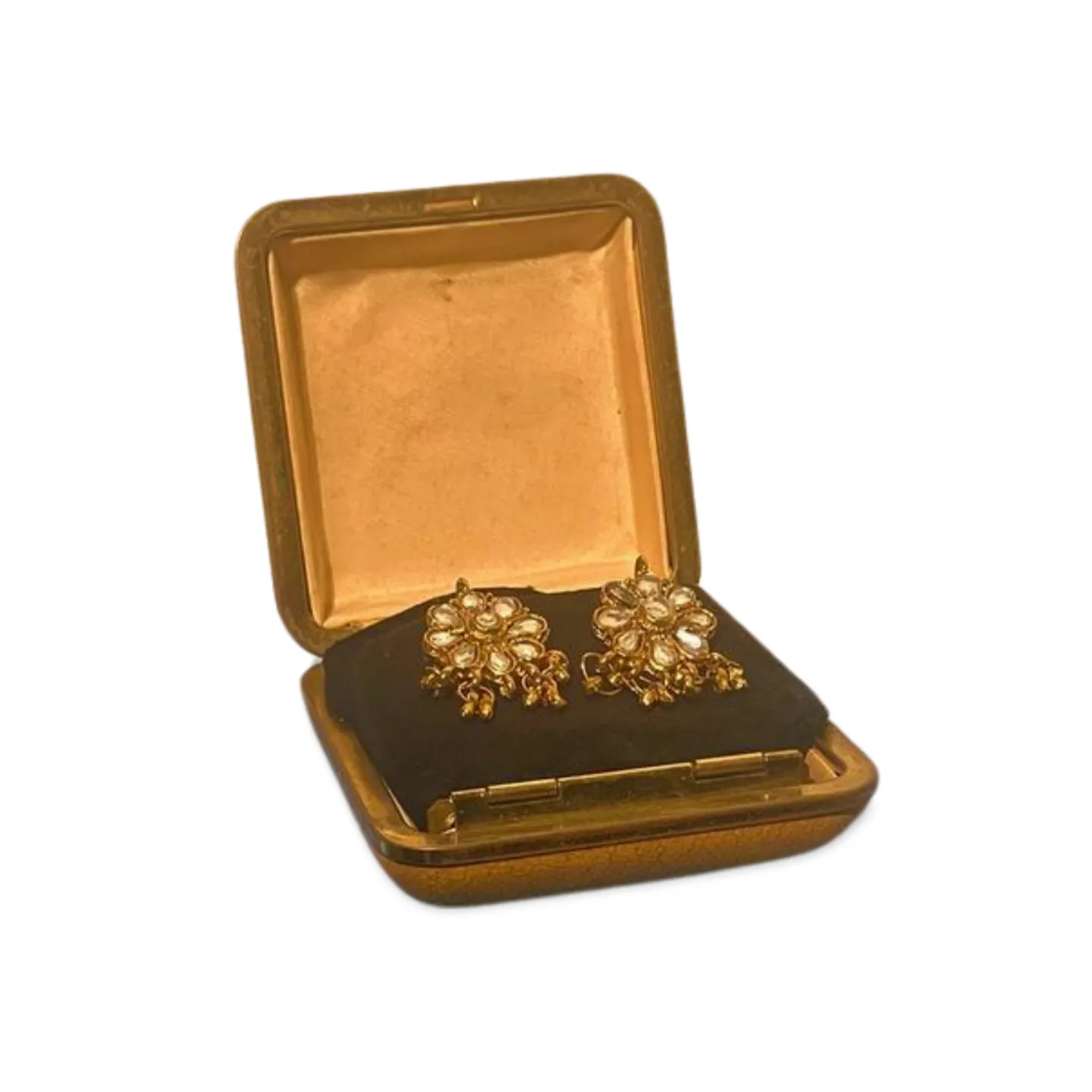 Earrings - Gold And Crystal In Jewel Box