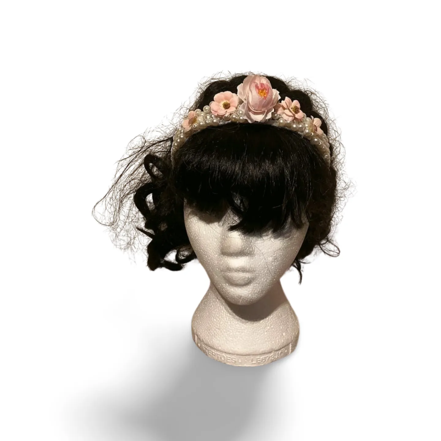 Headband Tiara - Pearl and Pink Flower 