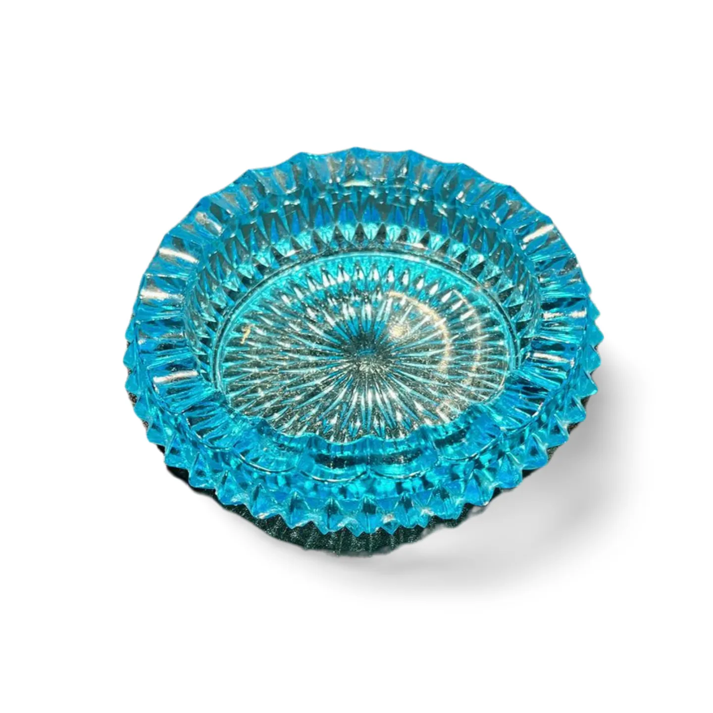 Ashtray - Blue Cut Glass 