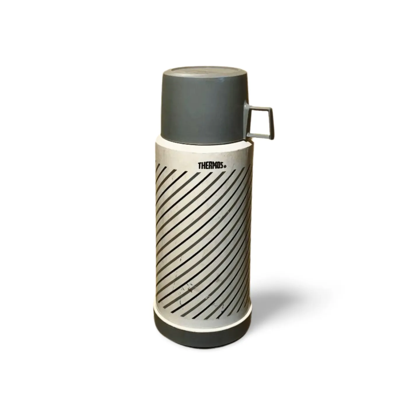 Flask - Thermos Grey and Black Striped 1970s