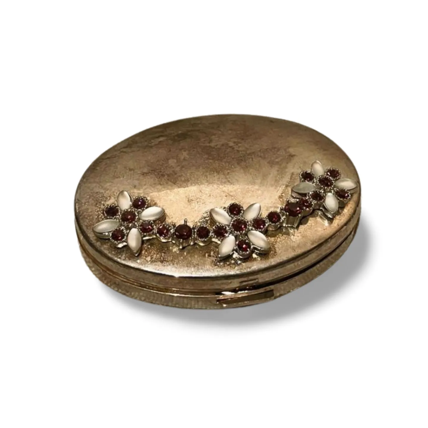 Compact Mirror - Silver Jewelled Oval