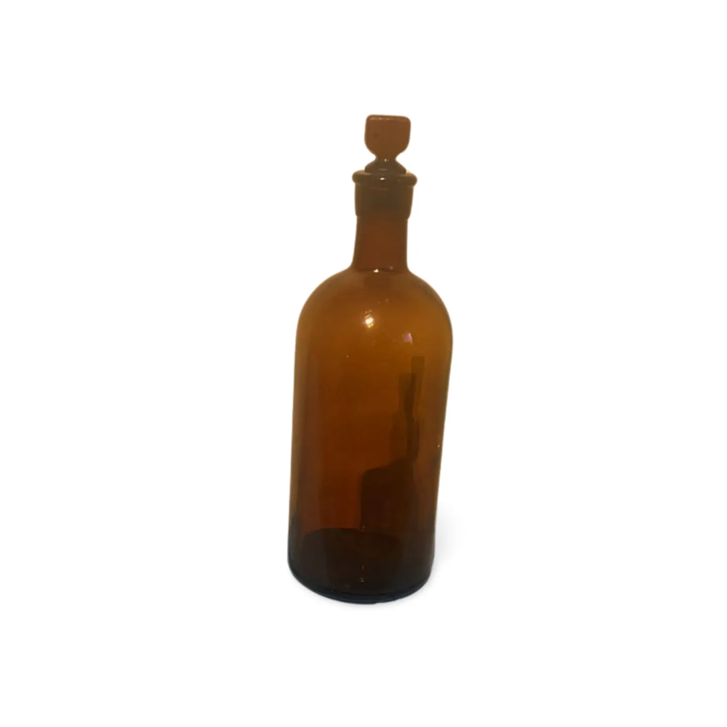 Glass Bottle With Stopper - Brown
