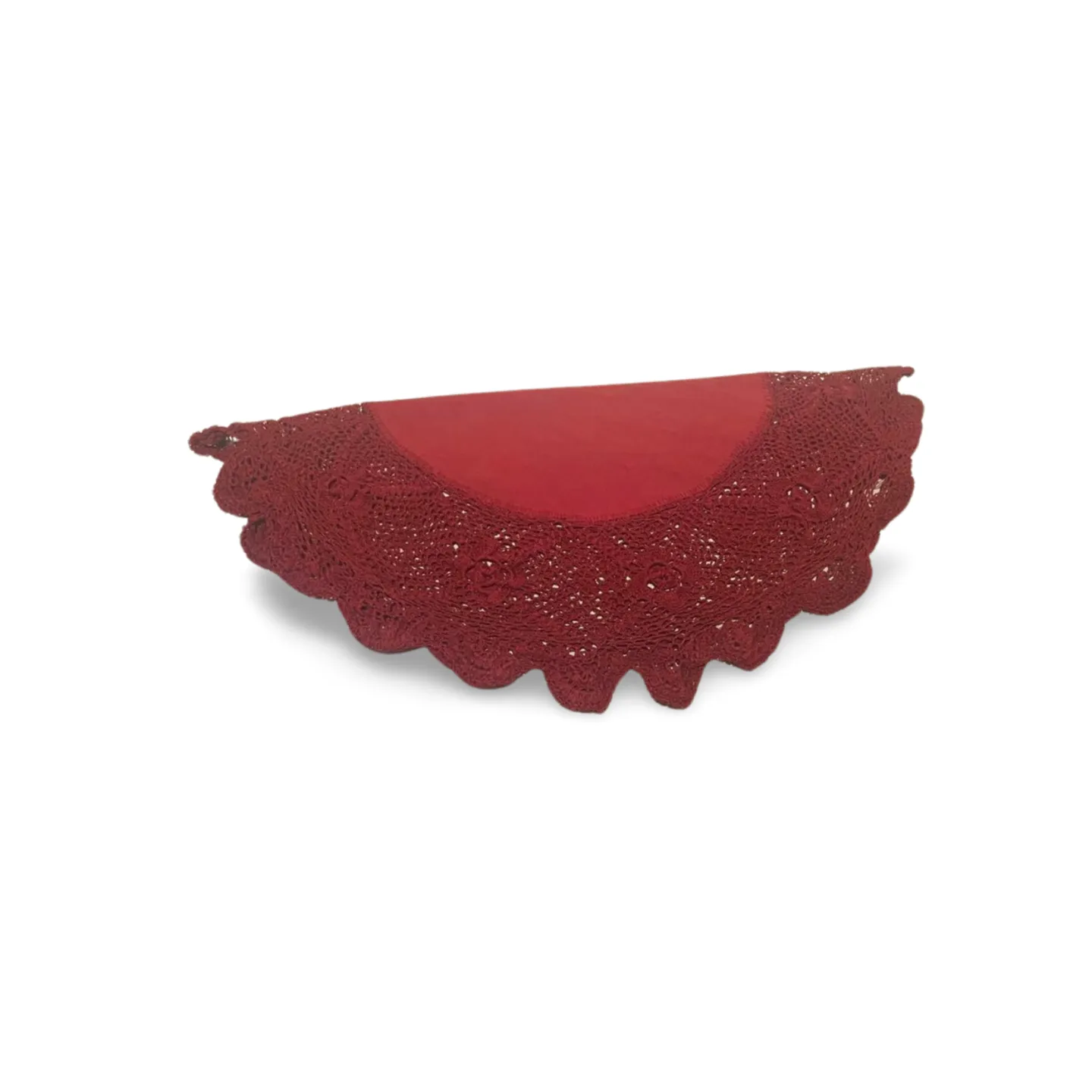 Table Mat - Dark Red with Crochet
