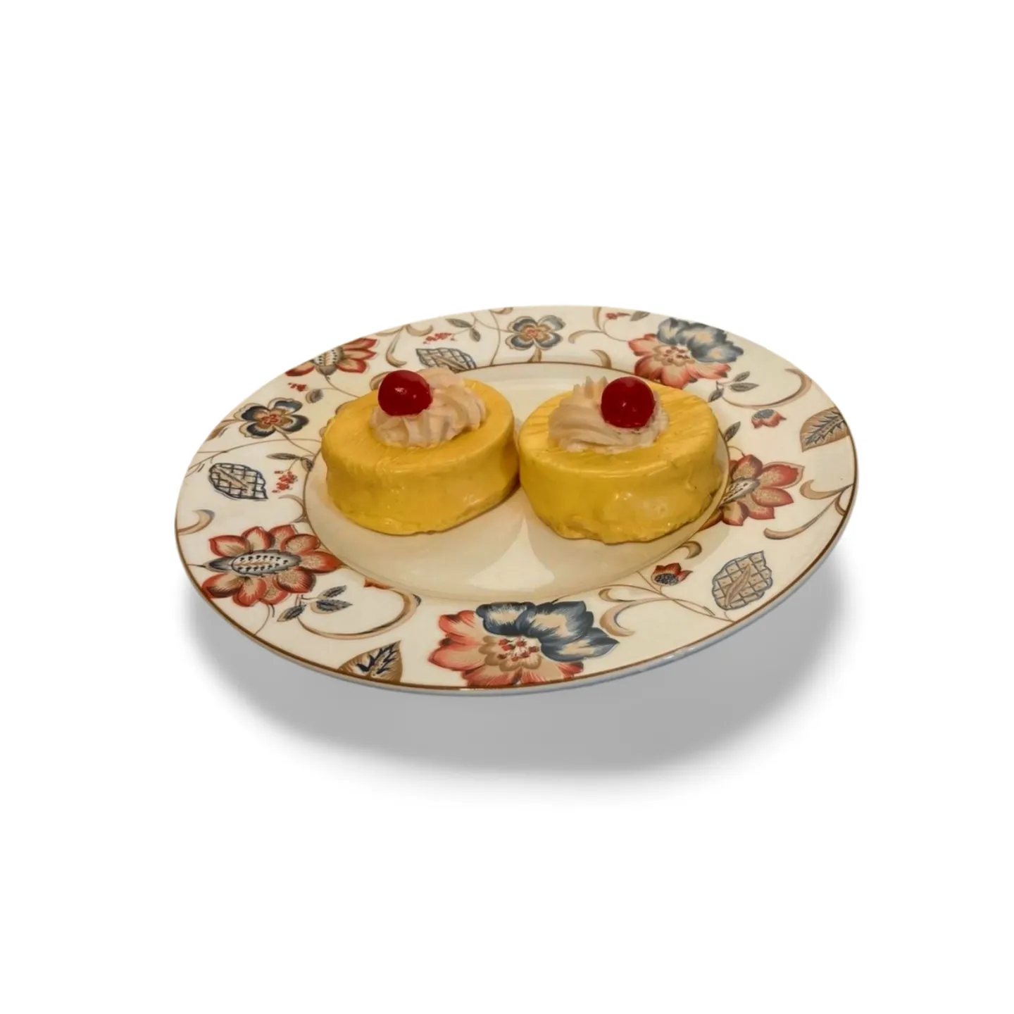 Cakes - Yellow Iced With Cream & Cherry x2