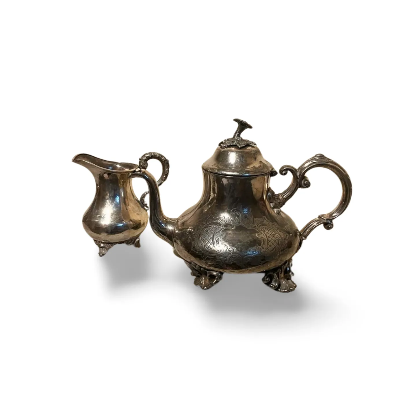 Teapot & Jug - Silver, Engraved, Type 2