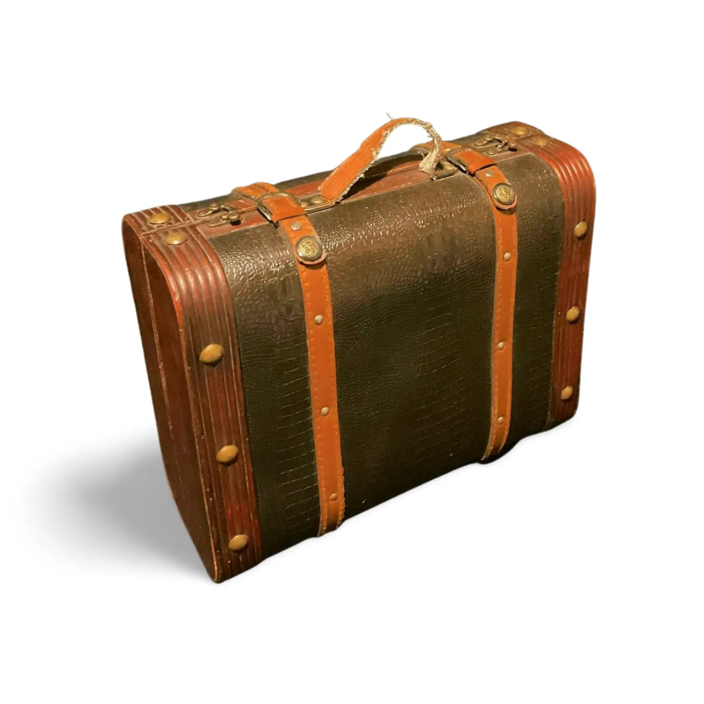 Suitcase - Small Leather Covered Wooden