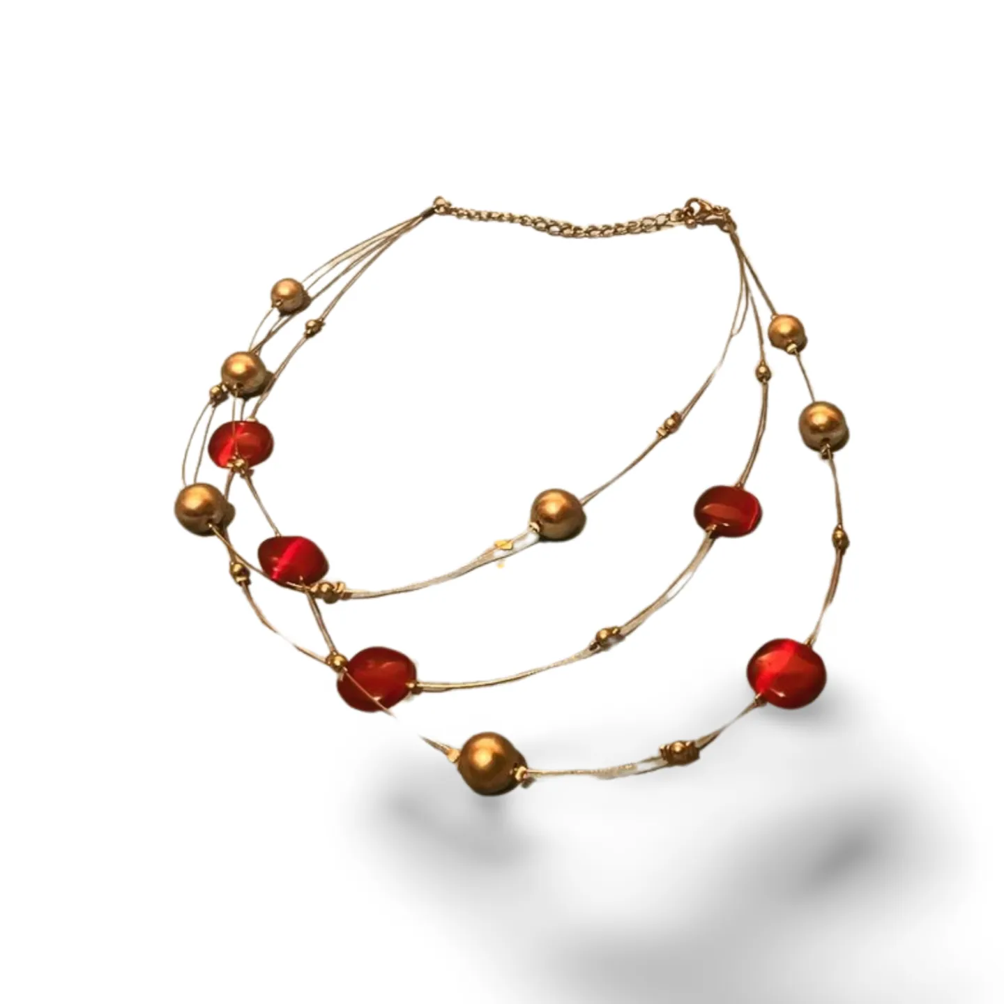 Beaded Strings - Red And Silver 