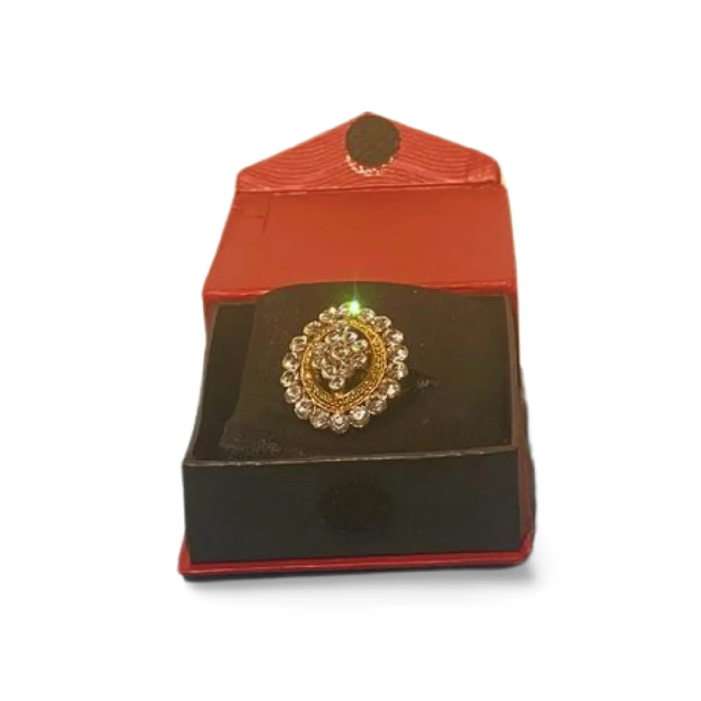 Ring - Gold And Diamanté In Jewel Box