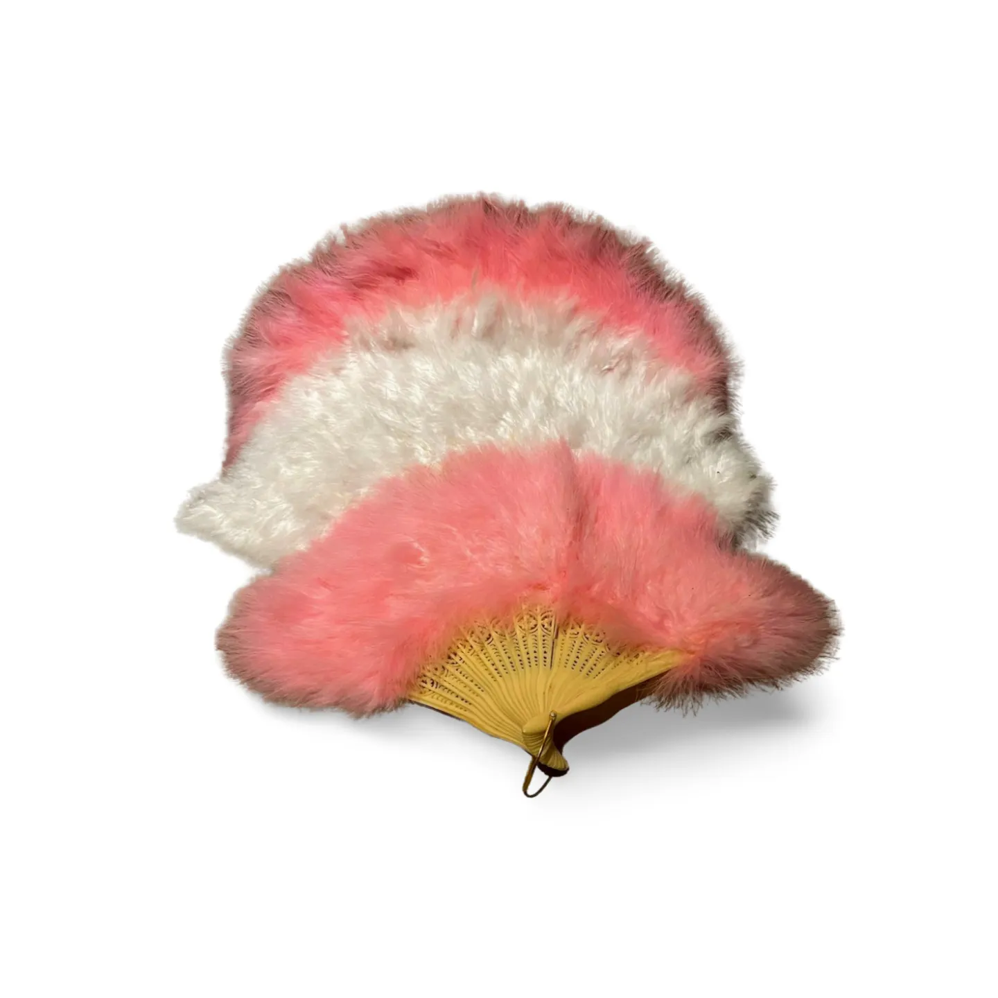 Hand Fans - Pink and White Marabou x3