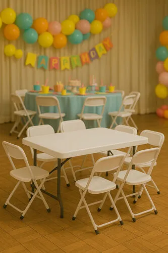 4 FT- Kids Plastic Rectangular Folding Table - White