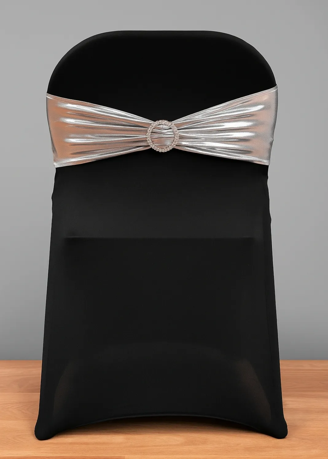 Spandex Chair Sashes Band -Metallic Silver