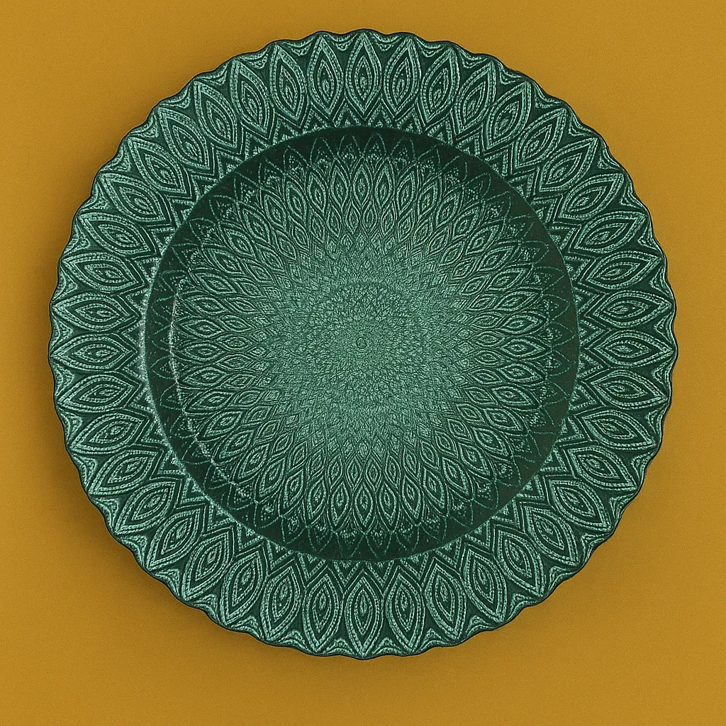Peacock Glass Charger Plate-Teal