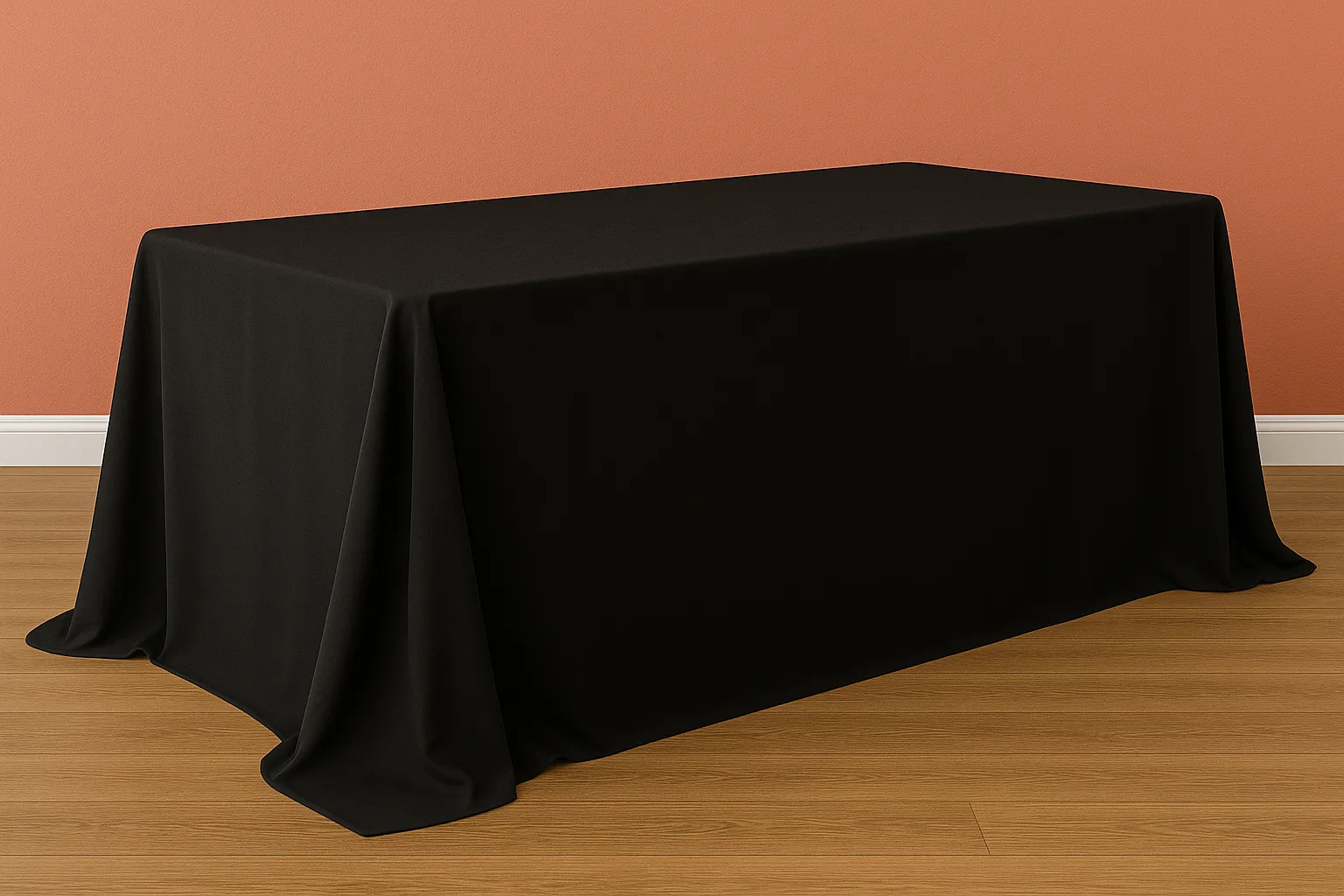 Premium Polyester Rectangle Tablecloths - 90'X132" - Black Color