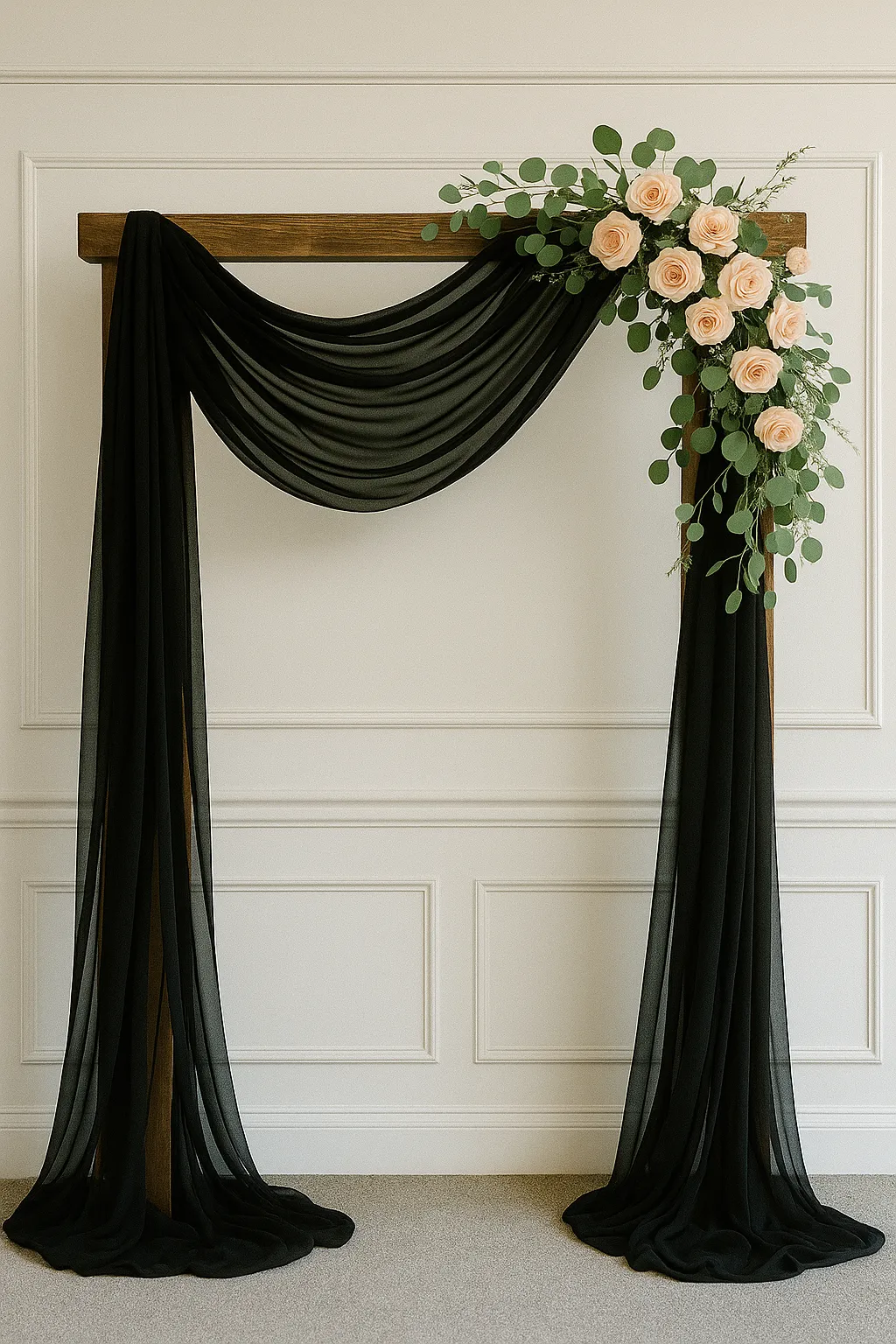 Sheer Drapes Fabric Panel 28.7"X20FT- Black