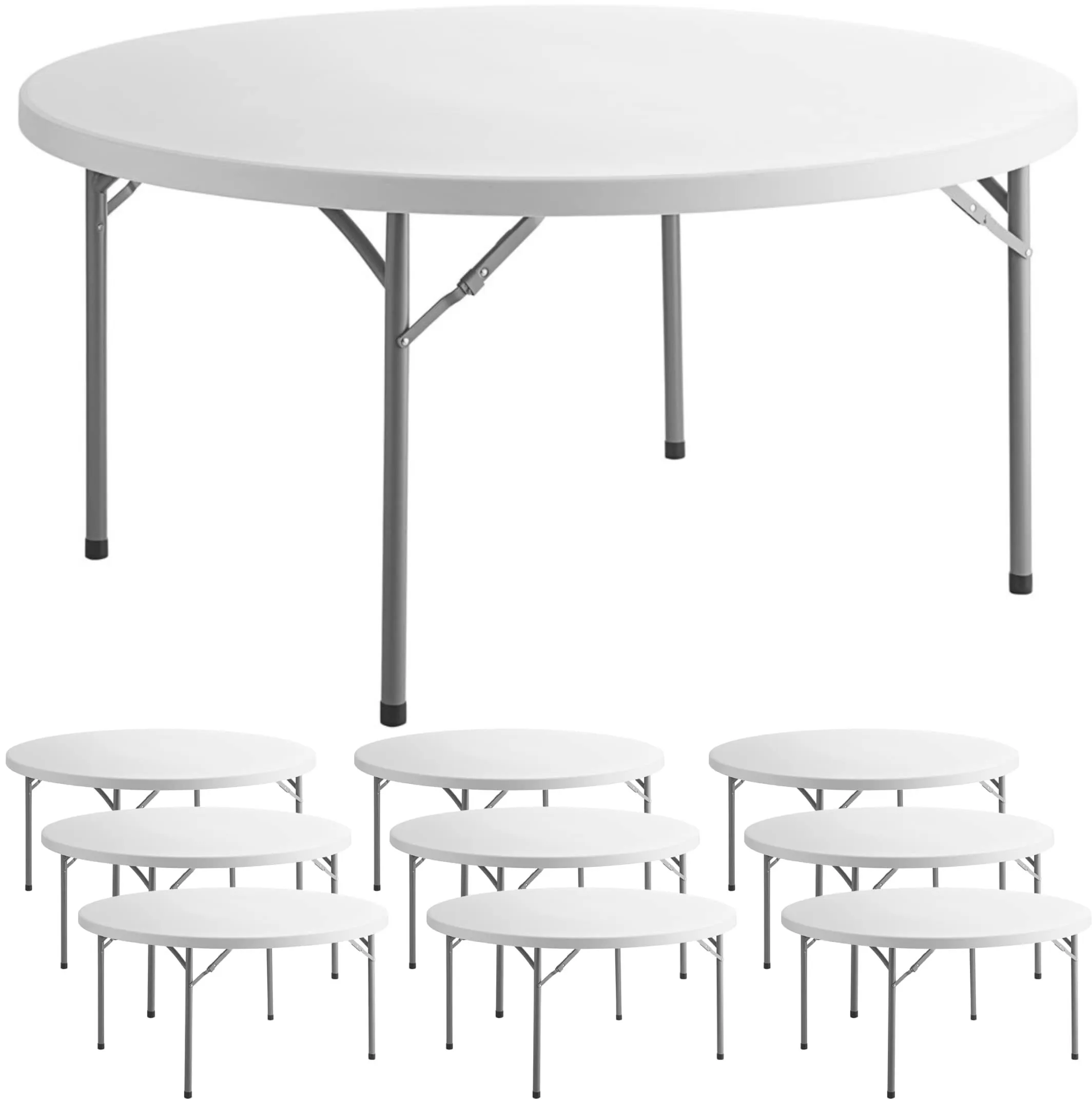 60" Round Banquet Table( Seats 8) -  White plastic