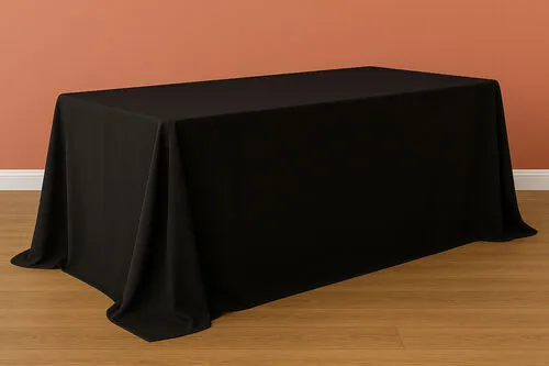 Premium Polyester Rectangular Tablecloth – 90" x 156" – Black